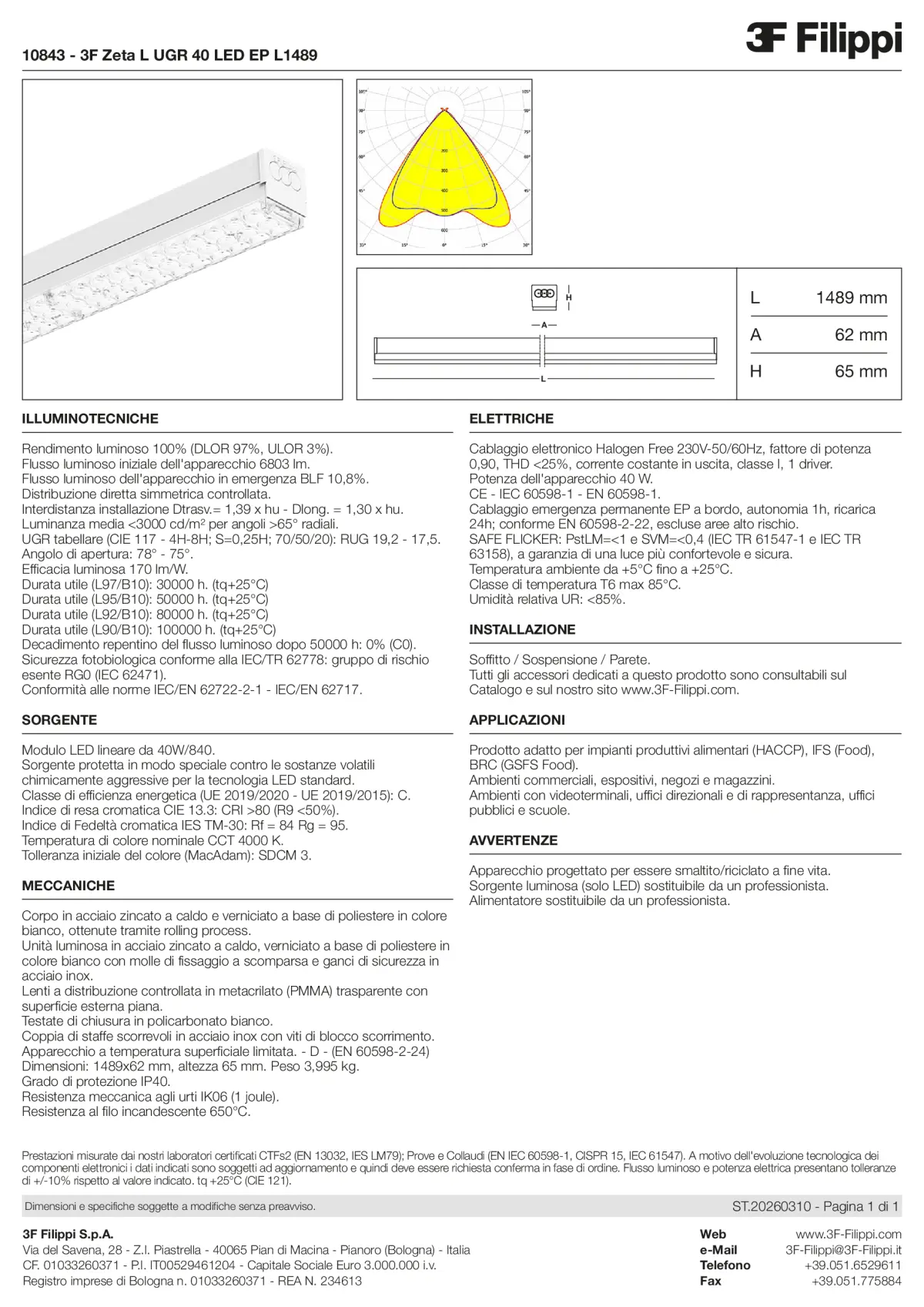 10843 - 3F Zeta L UGR 40 LED EP L1489 - Datasheet - it