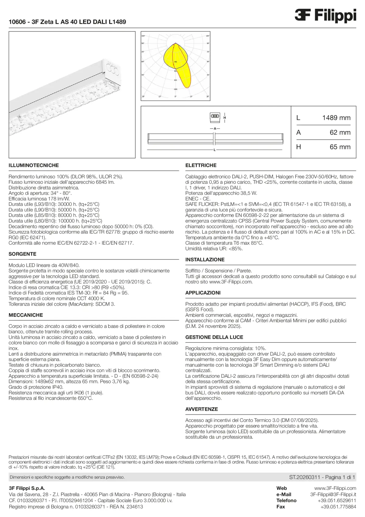 10606 - 3F Zeta L AS 40 LED DALI L1489 - Datasheet - it