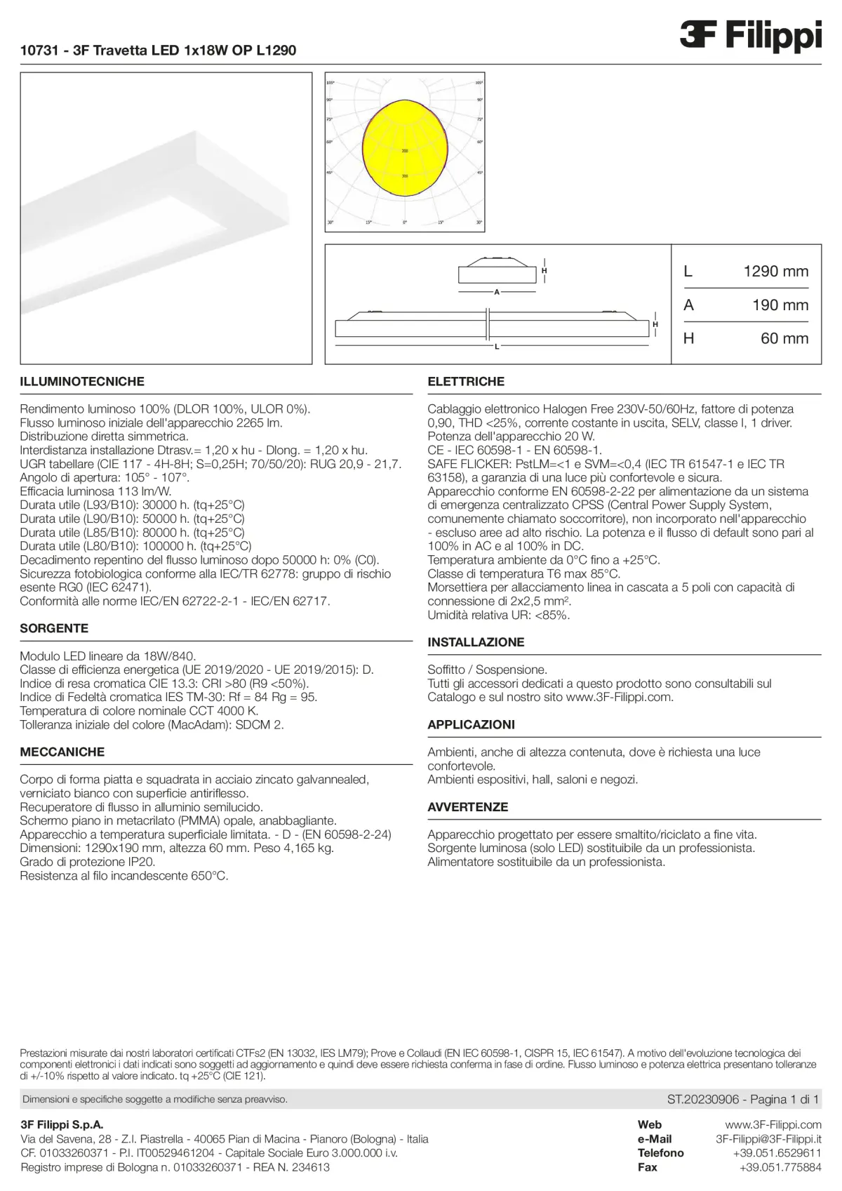10731 - 3F Travetta LED 1x18W OP L1290 - Datasheet - it