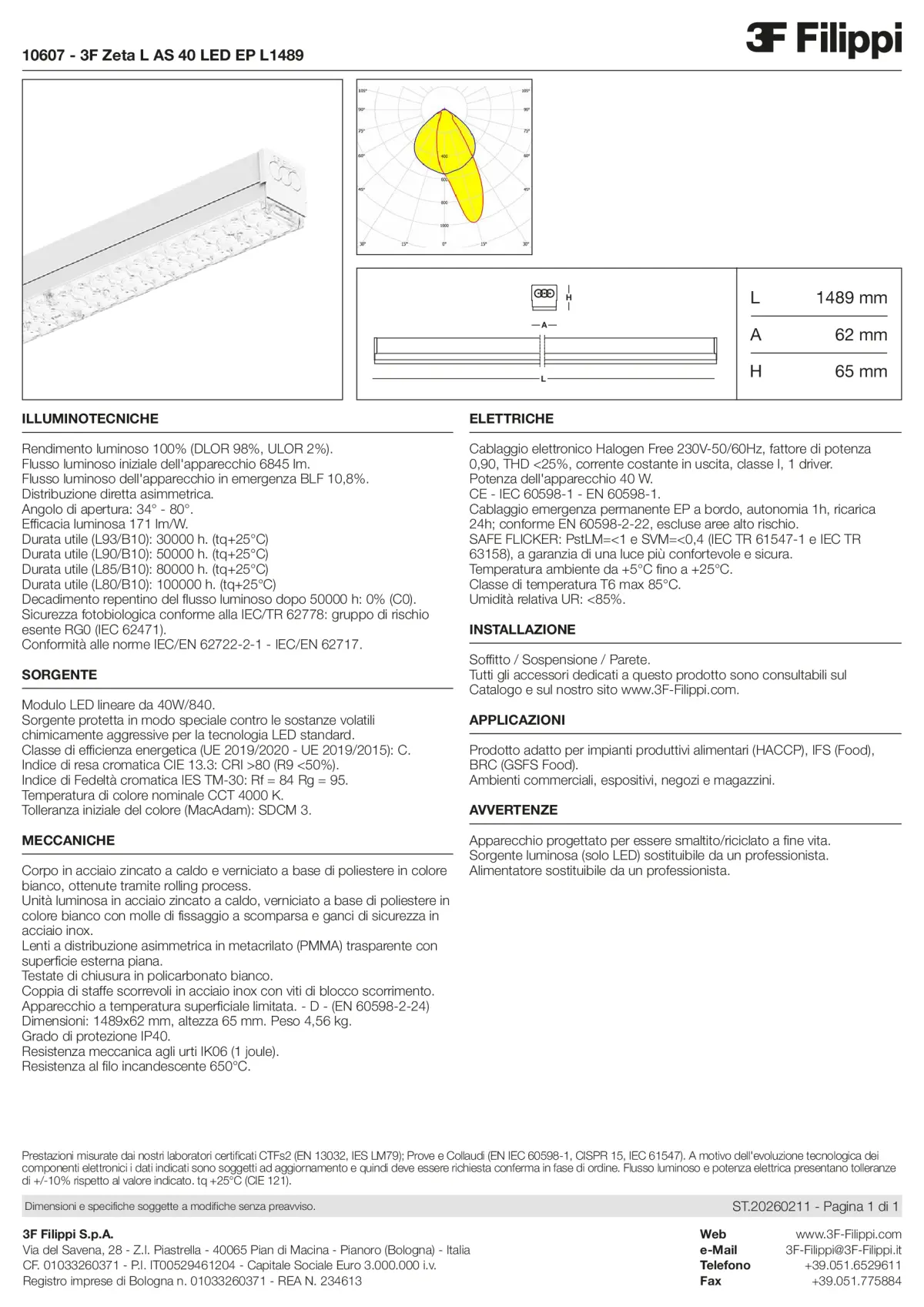 10607 - 3F Zeta L AS 40 LED EP L1489 - Datasheet - it