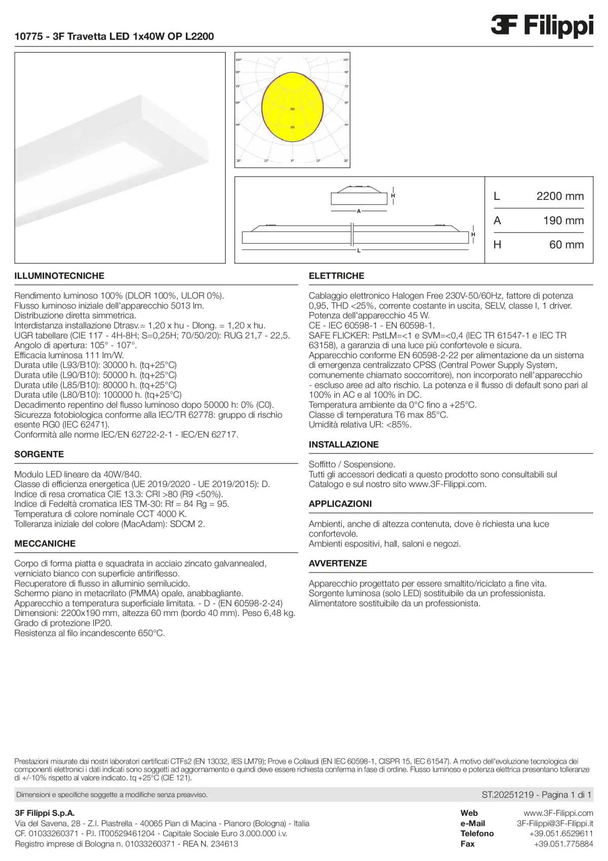 10775 - 3F Travetta LED 1x40W OP L2200 - Datasheet - it