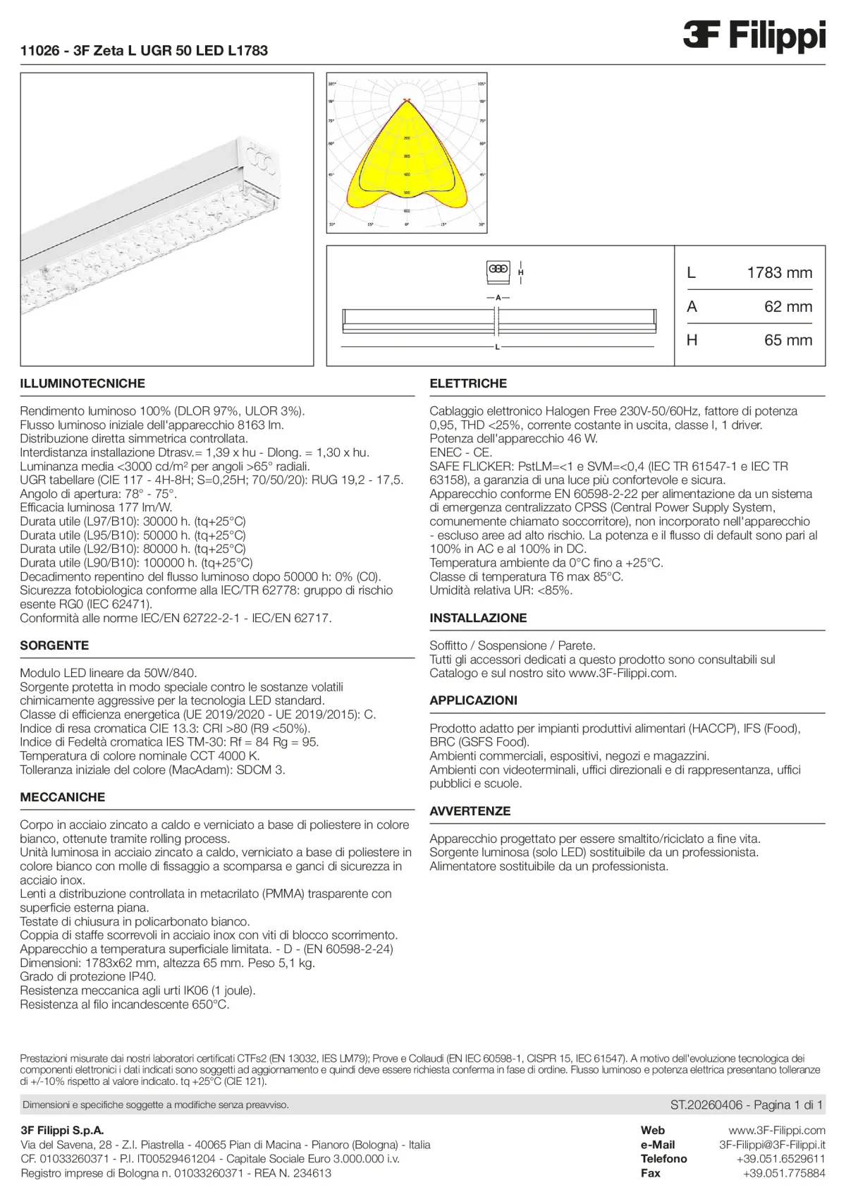 11026 - 3F Zeta L UGR 50 LED L1783 - Datasheet - it