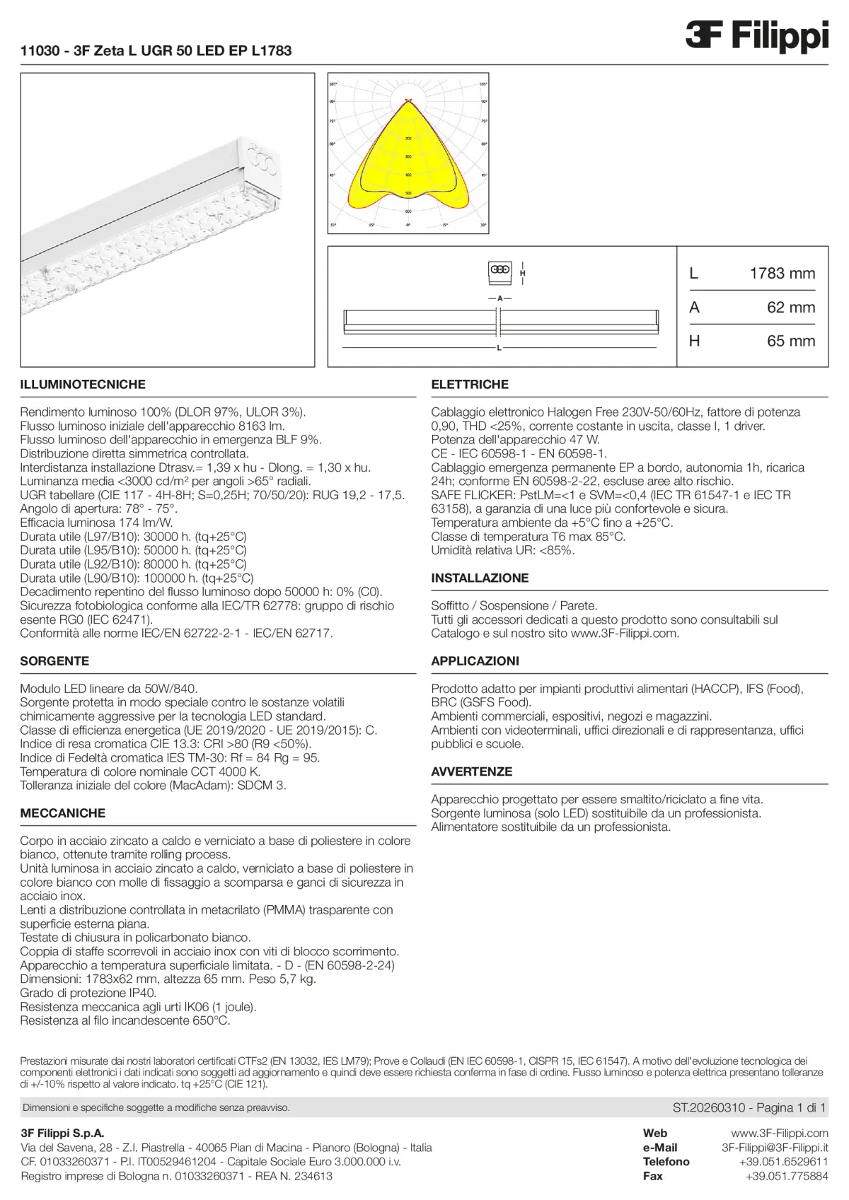 11030 - 3F Zeta L UGR 50 LED EP L1783 - Datasheet - it