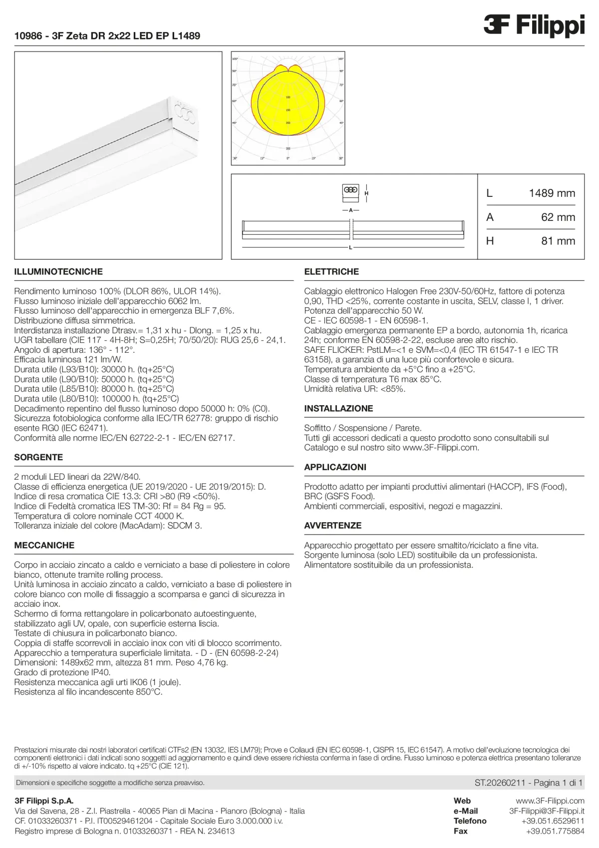 10986 - 3F Zeta DR 2x22 LED EP L1489 - Datasheet - it