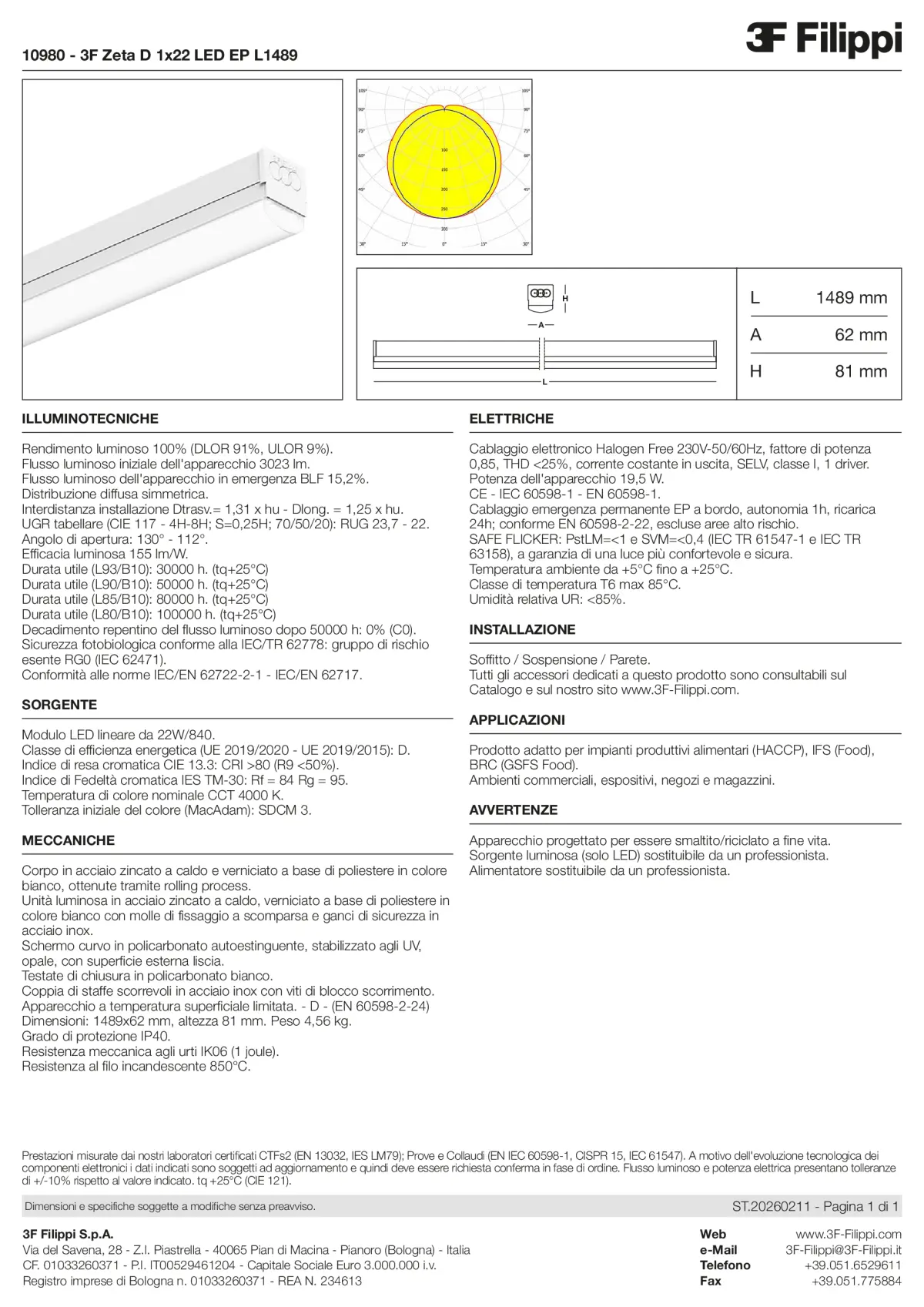 10980 - 3F Zeta D 1x22 LED EP L1489 - Datasheet - it