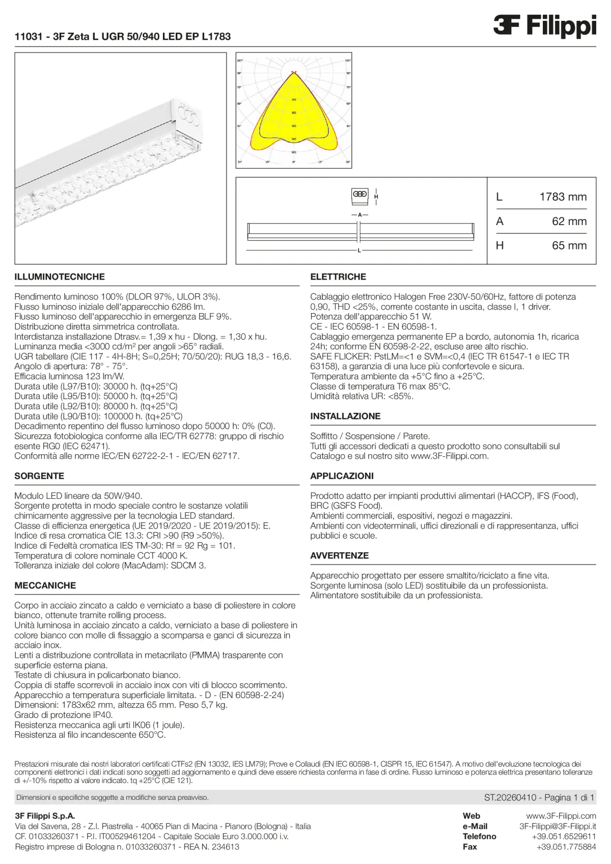 11031 - 3F Zeta L UGR 50-940 LED EP L1783 - Datasheet - it
