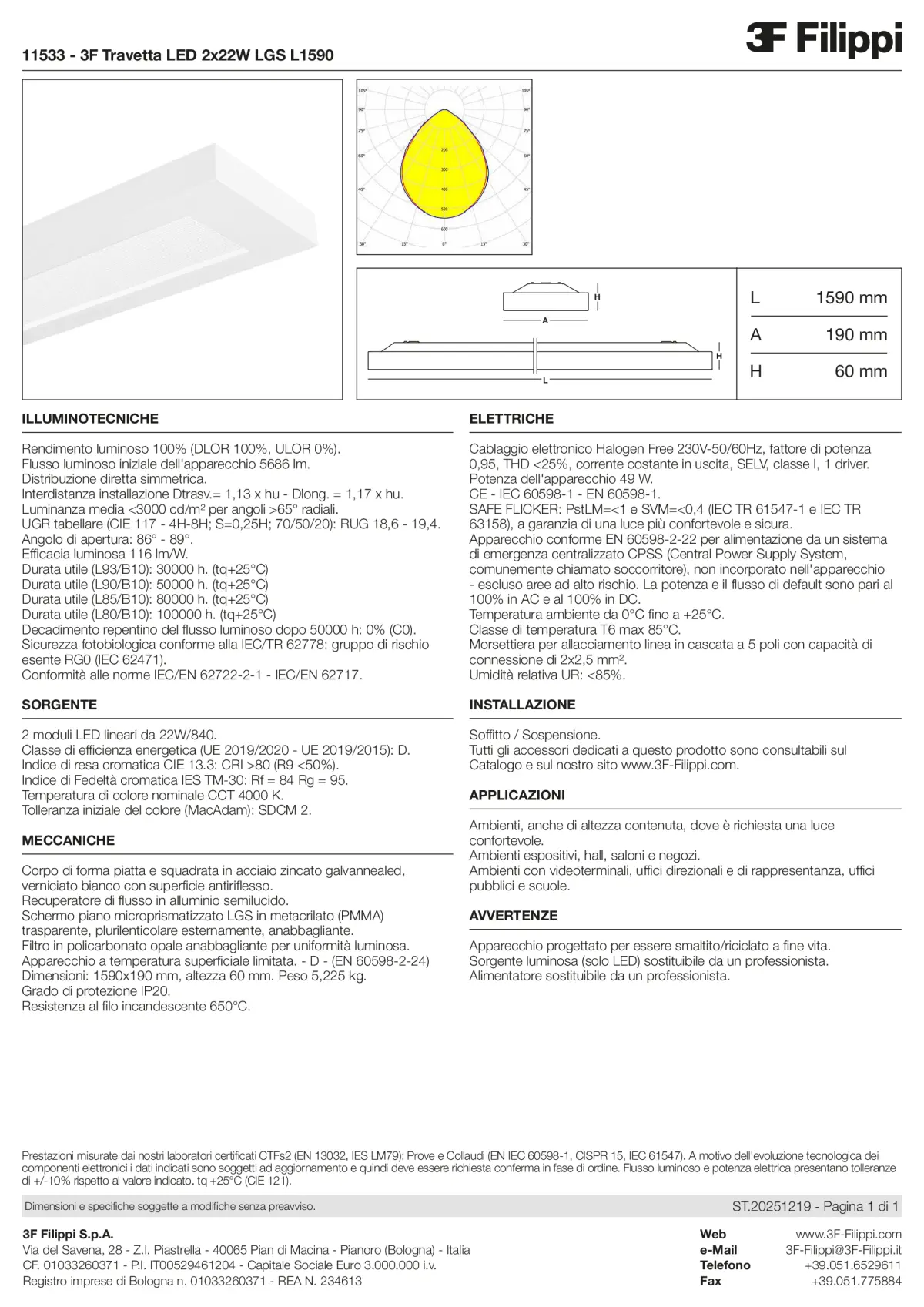 11533 - 3F Travetta LED 2x22W LGS L1590 - Datasheet - it