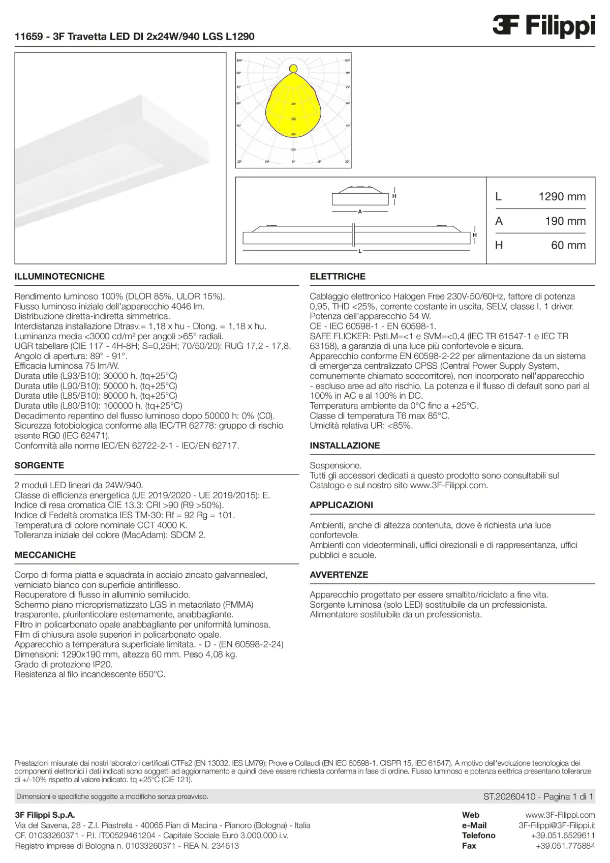 11659 - 3F Travetta LED DI 2x24W-940 LGS L1290 - Datasheet - it