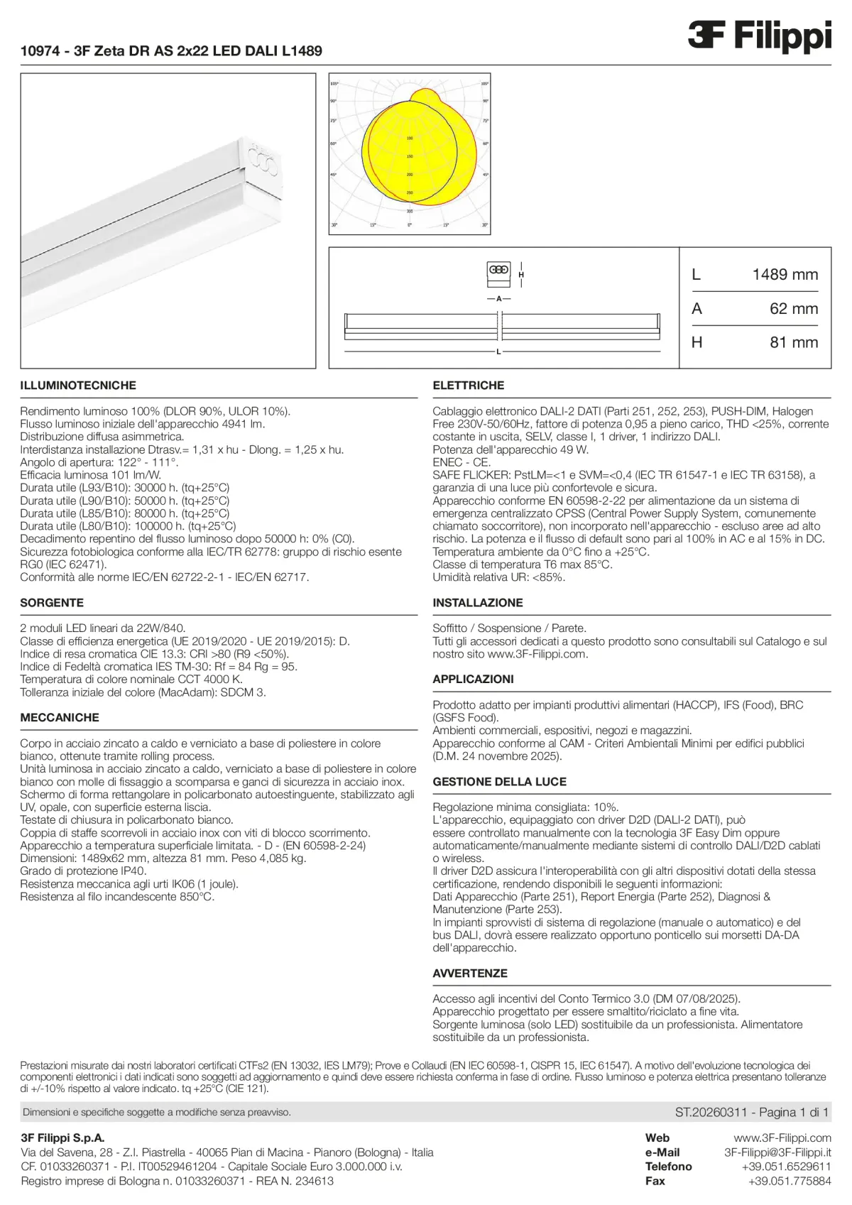 10974 - 3F Zeta DR AS 2x22 LED DALI L1489 - Datasheet - it