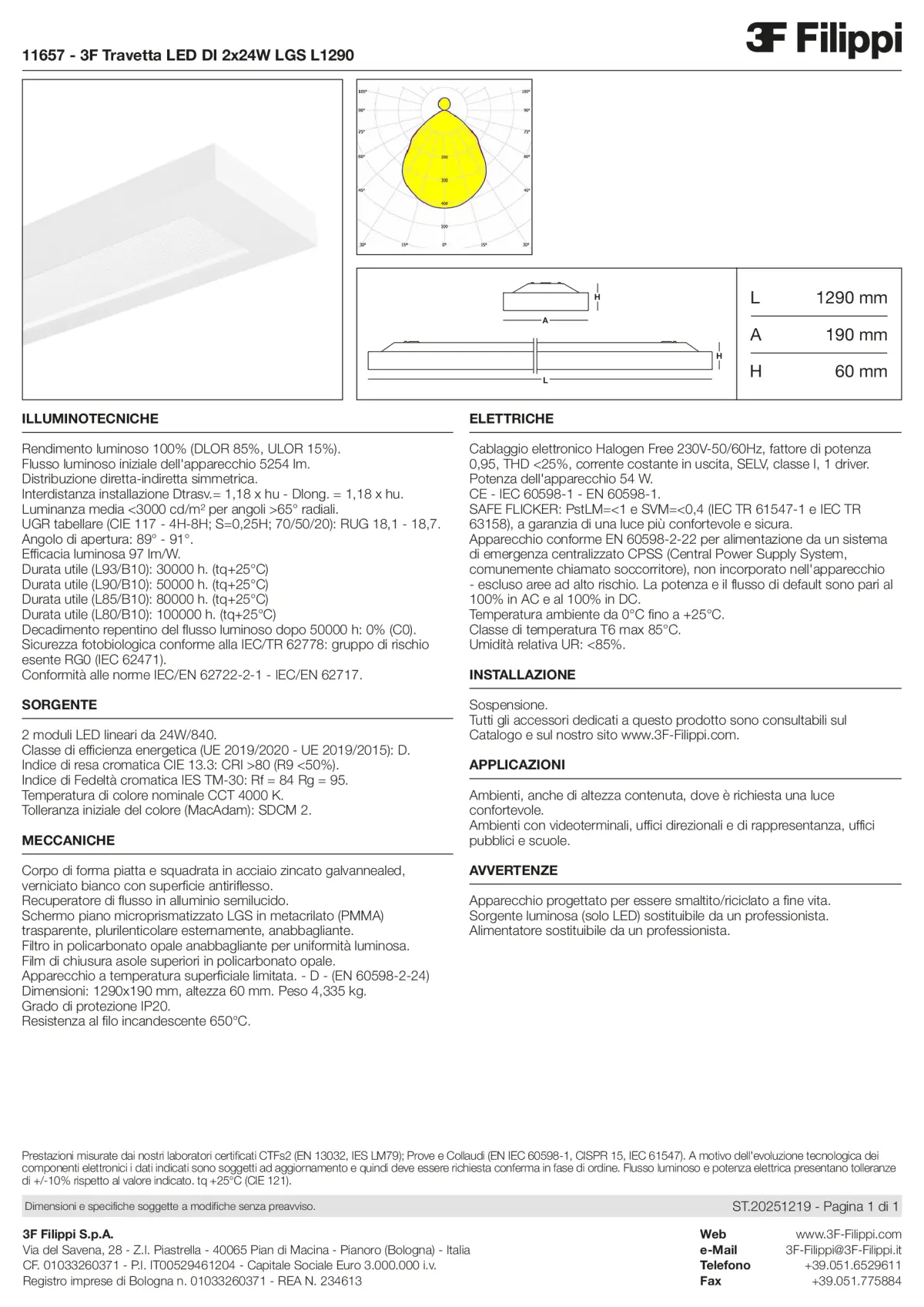11657 - 3F Travetta LED DI 2x24W LGS L1290 - Datasheet - it