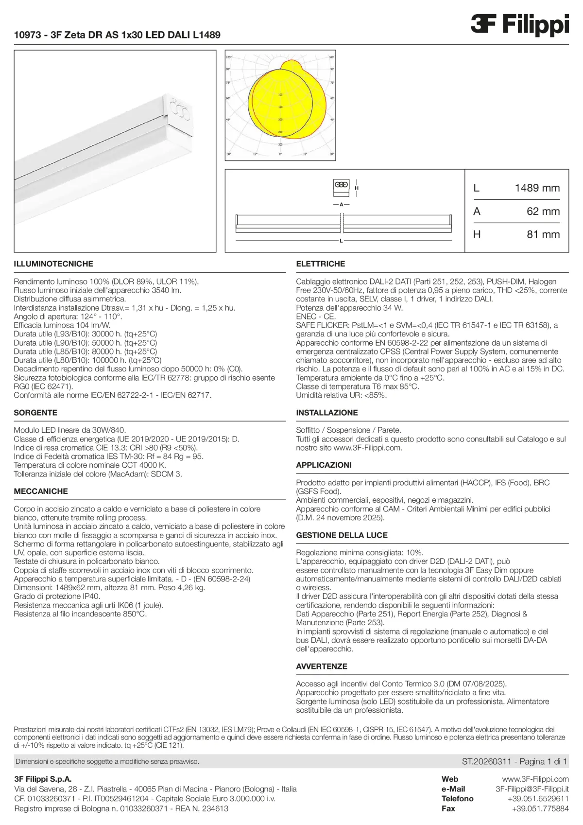 10973 - 3F Zeta DR AS 1x30 LED DALI L1489 - Datasheet - it