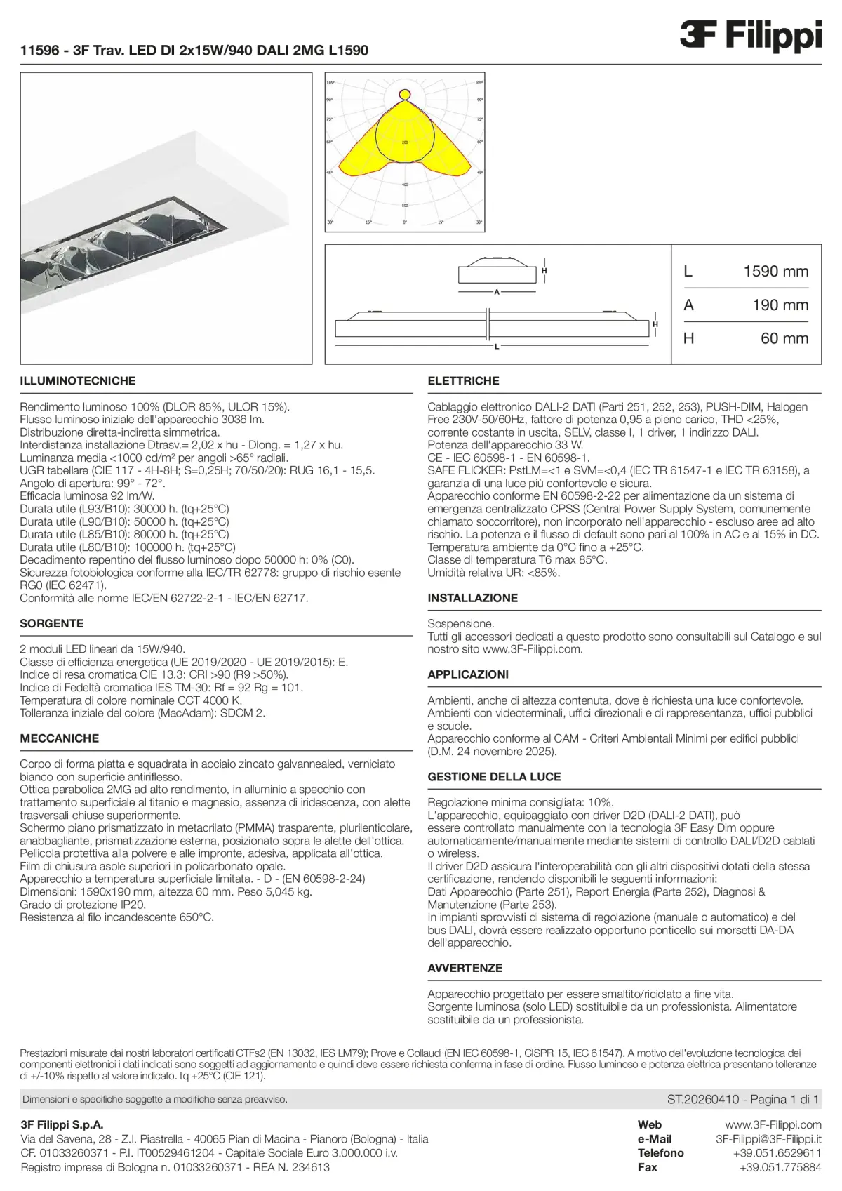 11596 - 3F Trav. LED DI 2x15W-940 DALI 2MG L1590 - Datasheet - it