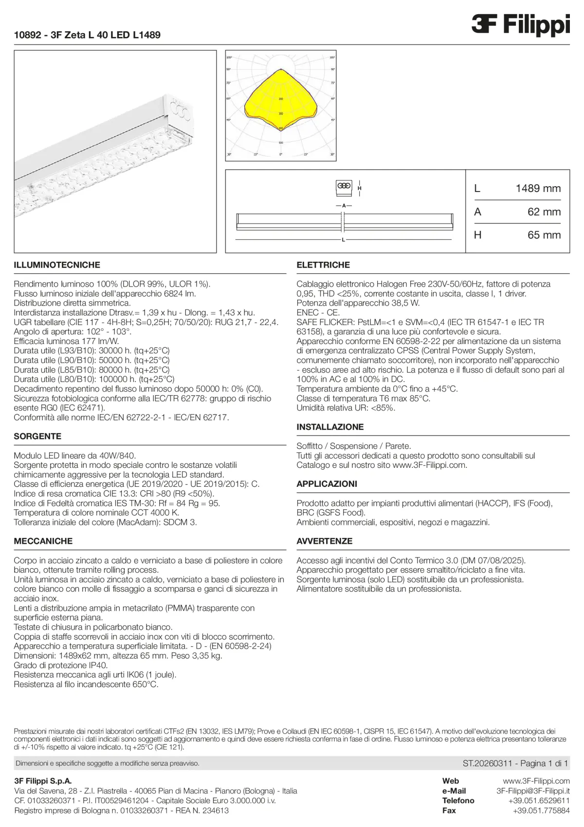 10892 - 3F Zeta L 40 LED L1489 - Datasheet - it