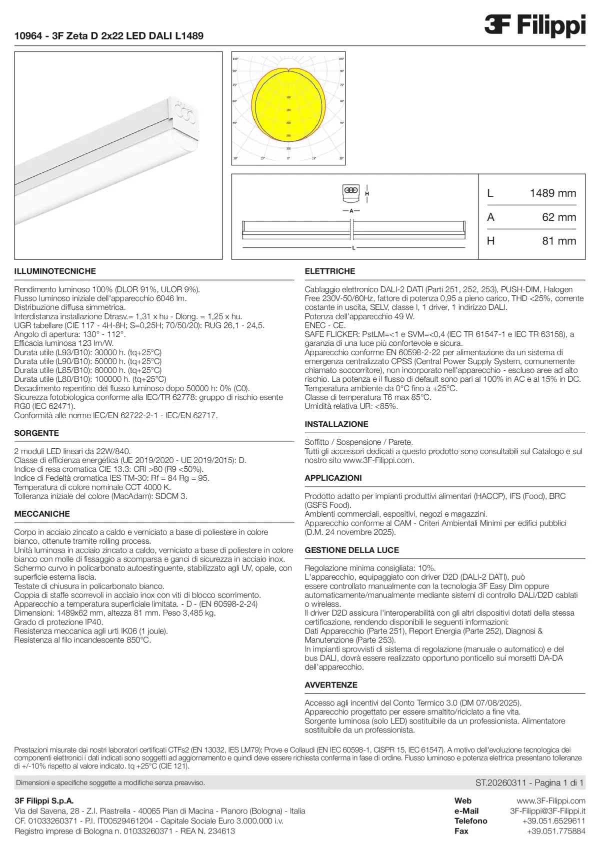 10964 - 3F Zeta D 2x22 LED DALI L1489 - Datasheet - it
