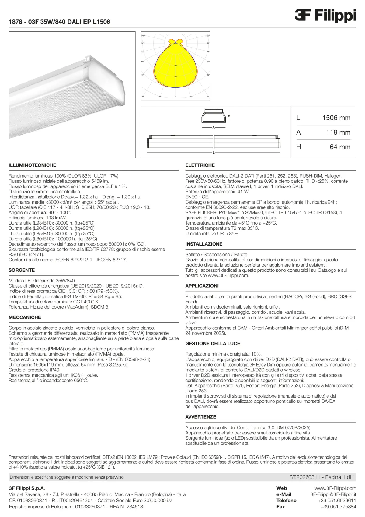 1878 - 03F 35W-840 DALI EP L1506 - Datasheet - it