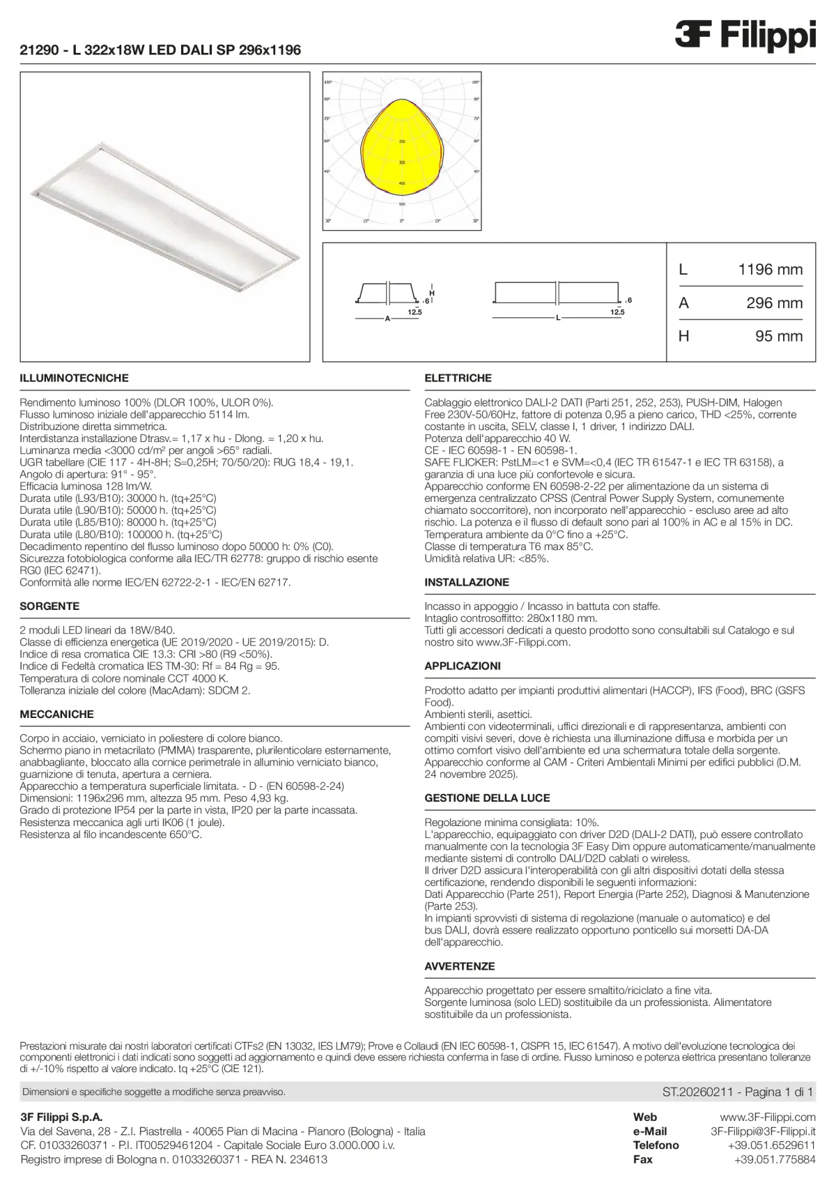 21290 - L 322x18W LED DALI SP 296x1196 - Datasheet - it