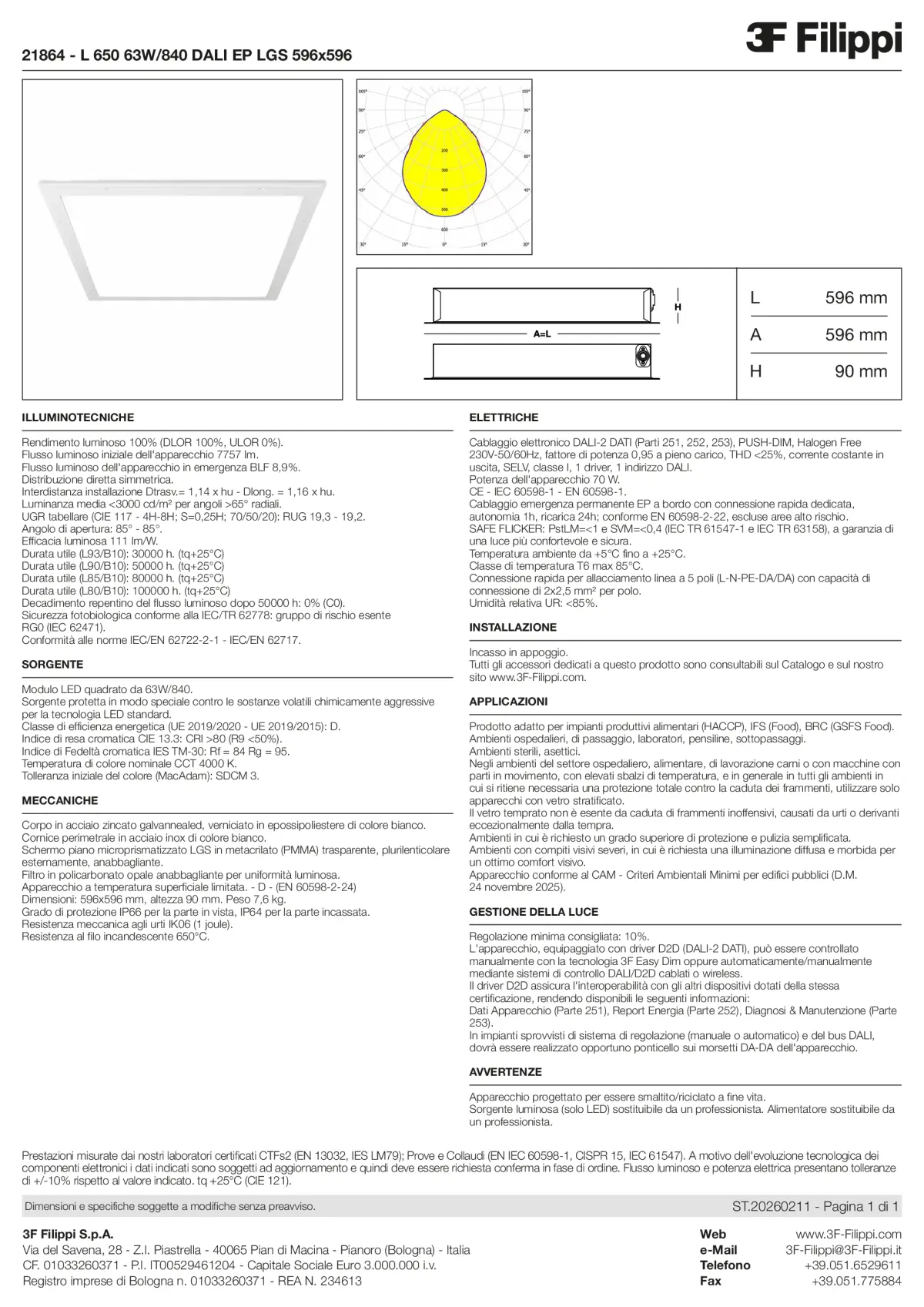 21864 - L 650 63W-840 DALI EP LGS 596x596 - Datasheet - it