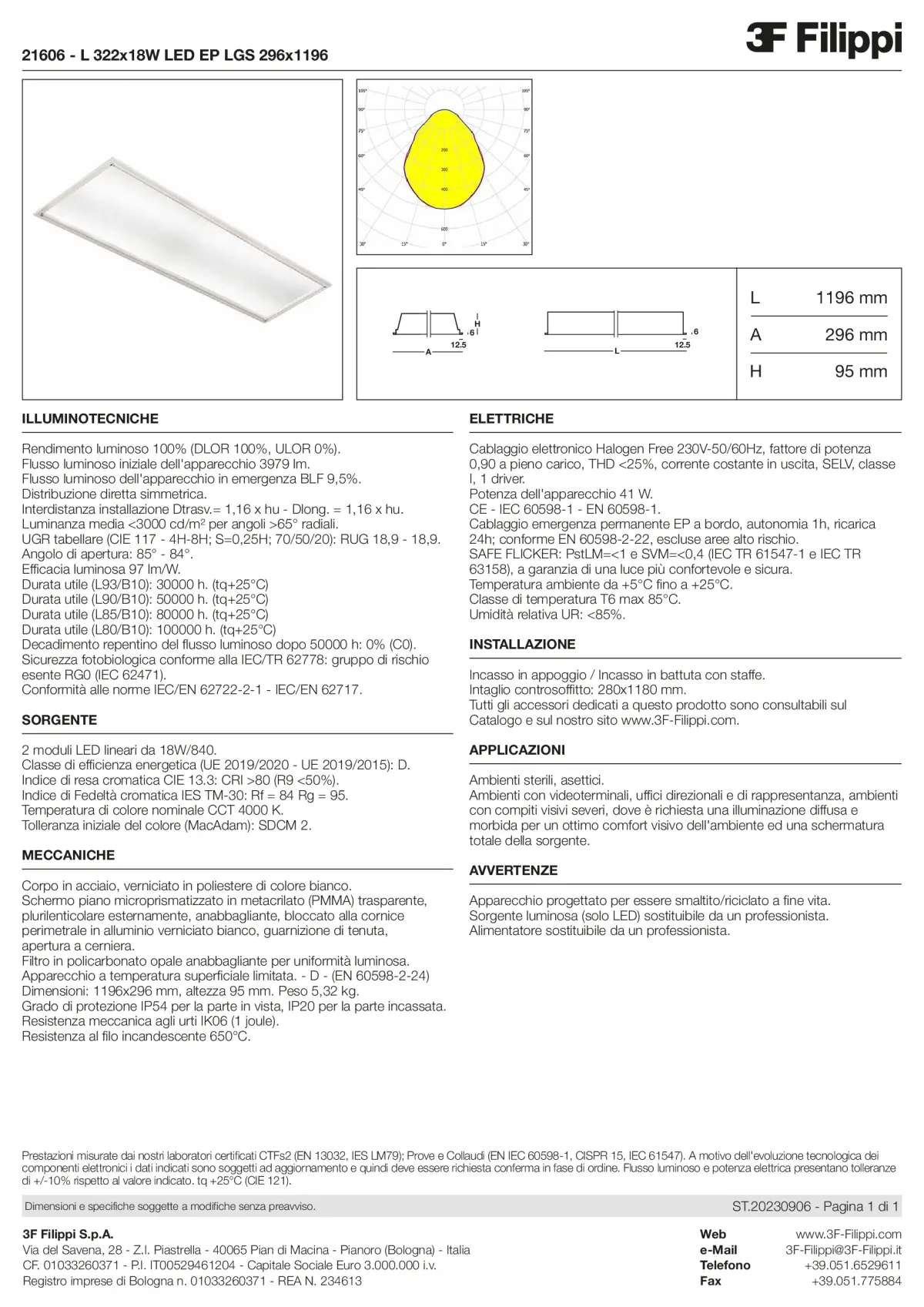 21606 - L 322x18W LED EP LGS 296x1196 - Datasheet - it