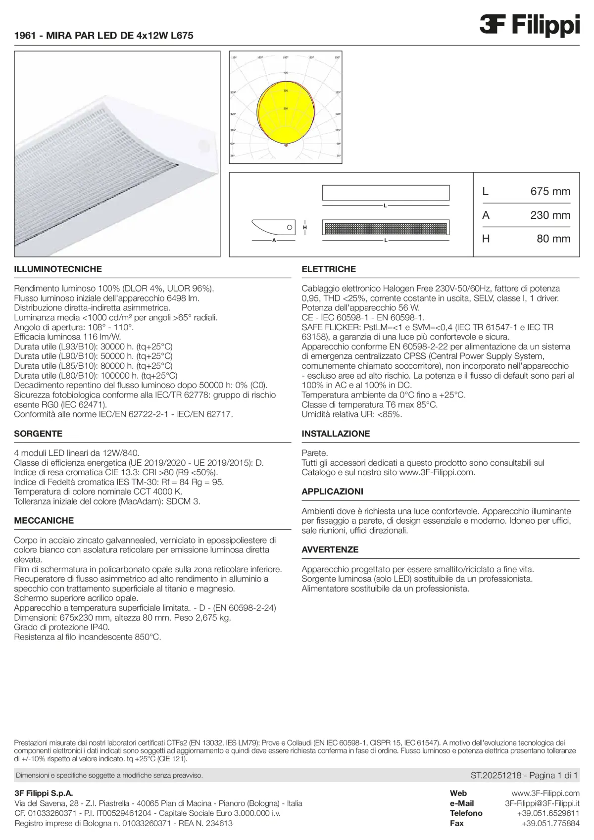 1961 - MIRA PAR LED DE 4x12W L675 - Datasheet - it