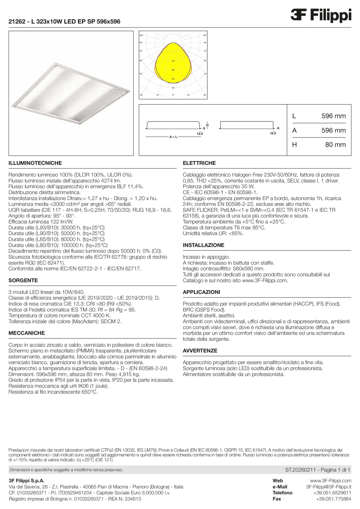 21262 - L 323x10W LED EP SP 596x596 - Datasheet - it