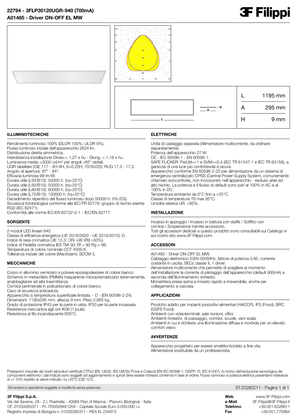 22794+A01485 - 3FLP30120UGR-940 (700mA) + ON-OFF EL MW - Datasheet - it