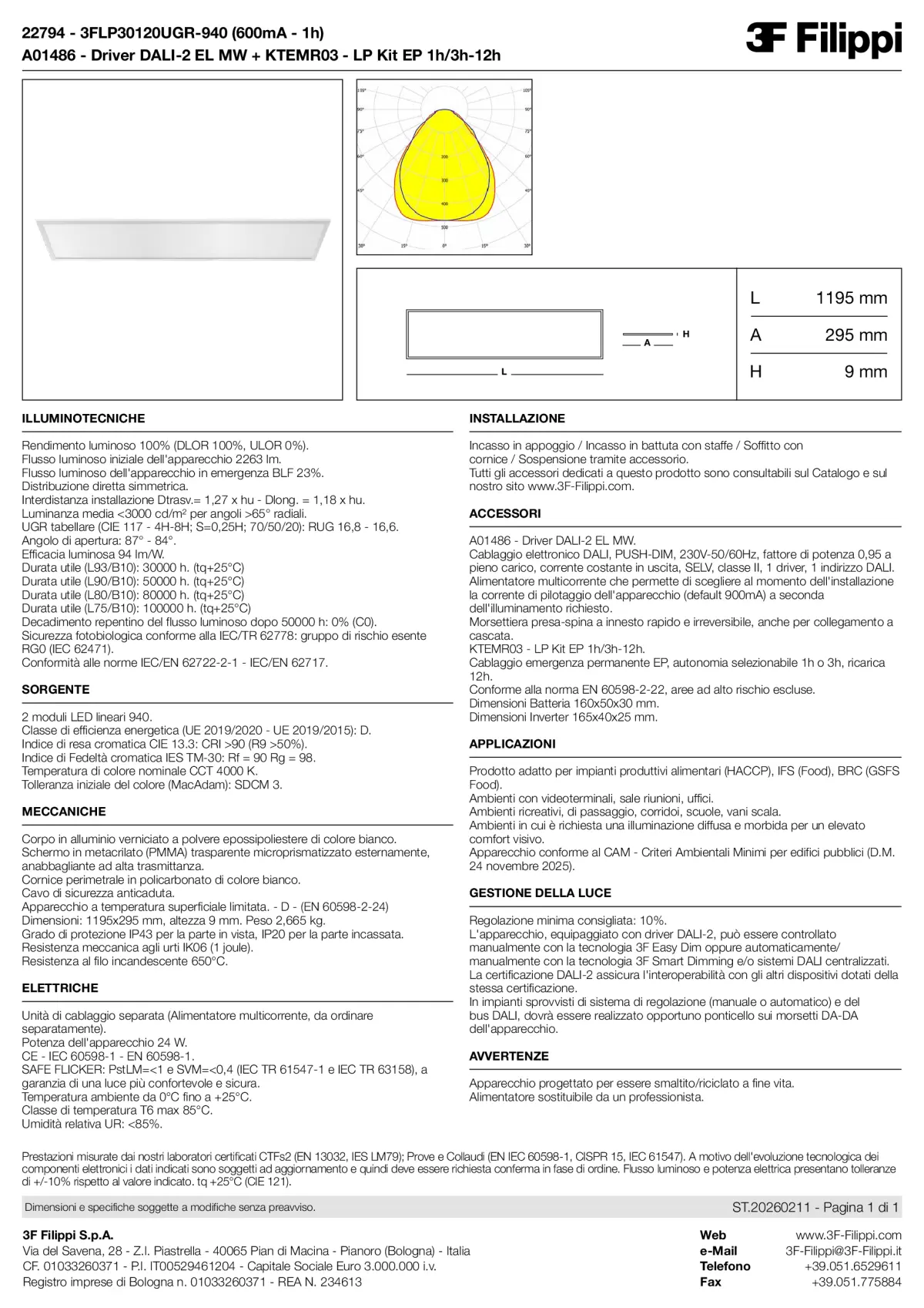 22794+A01486+KTEMR03 - 3FLP30120UGR-940 (600mA - 1h) + DALI-2 EL MW + Kit EP 1h-3h - Datasheet - it