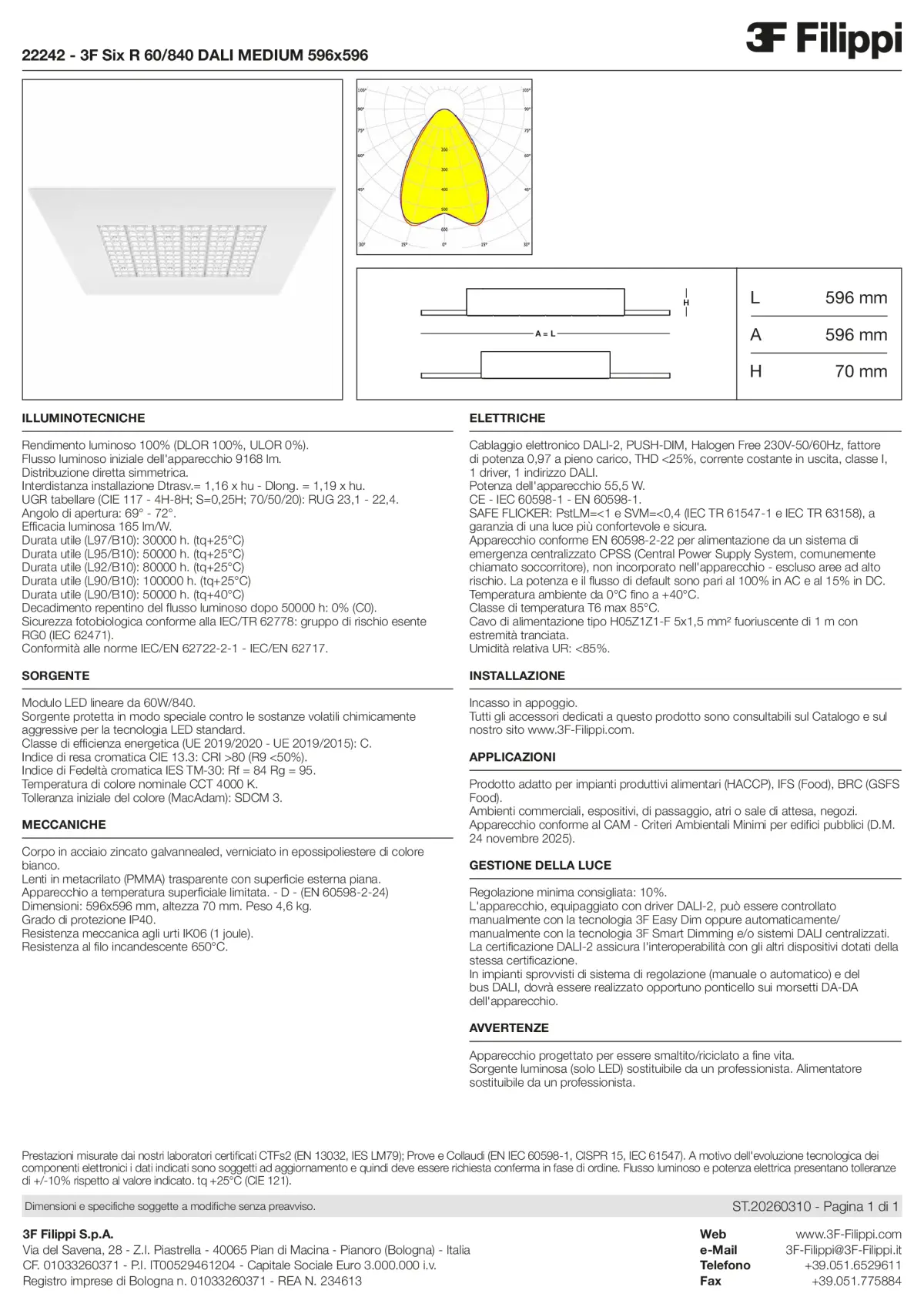 22242 - 3F Six R 60-840 DALI MEDIUM 596x596 - Datasheet - it