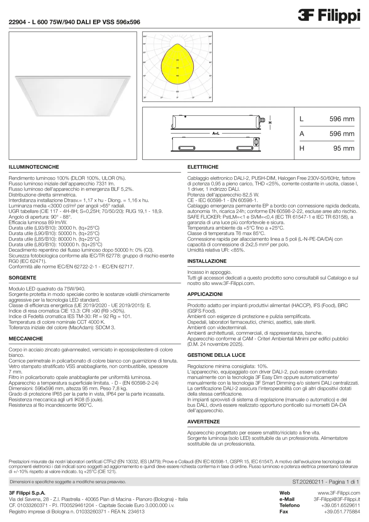 22904 - L 600 75W-940 DALI EP VSS 596x596 - Datasheet - it