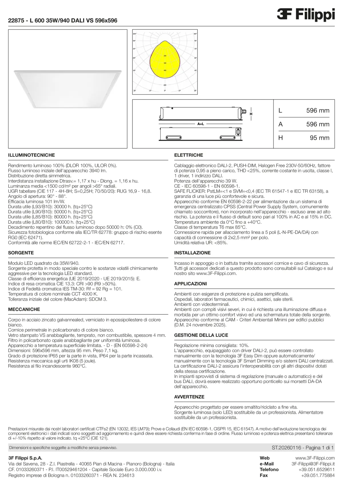 22875 - L 600 35W-940 DALI VS 596x596 - Datasheet - it