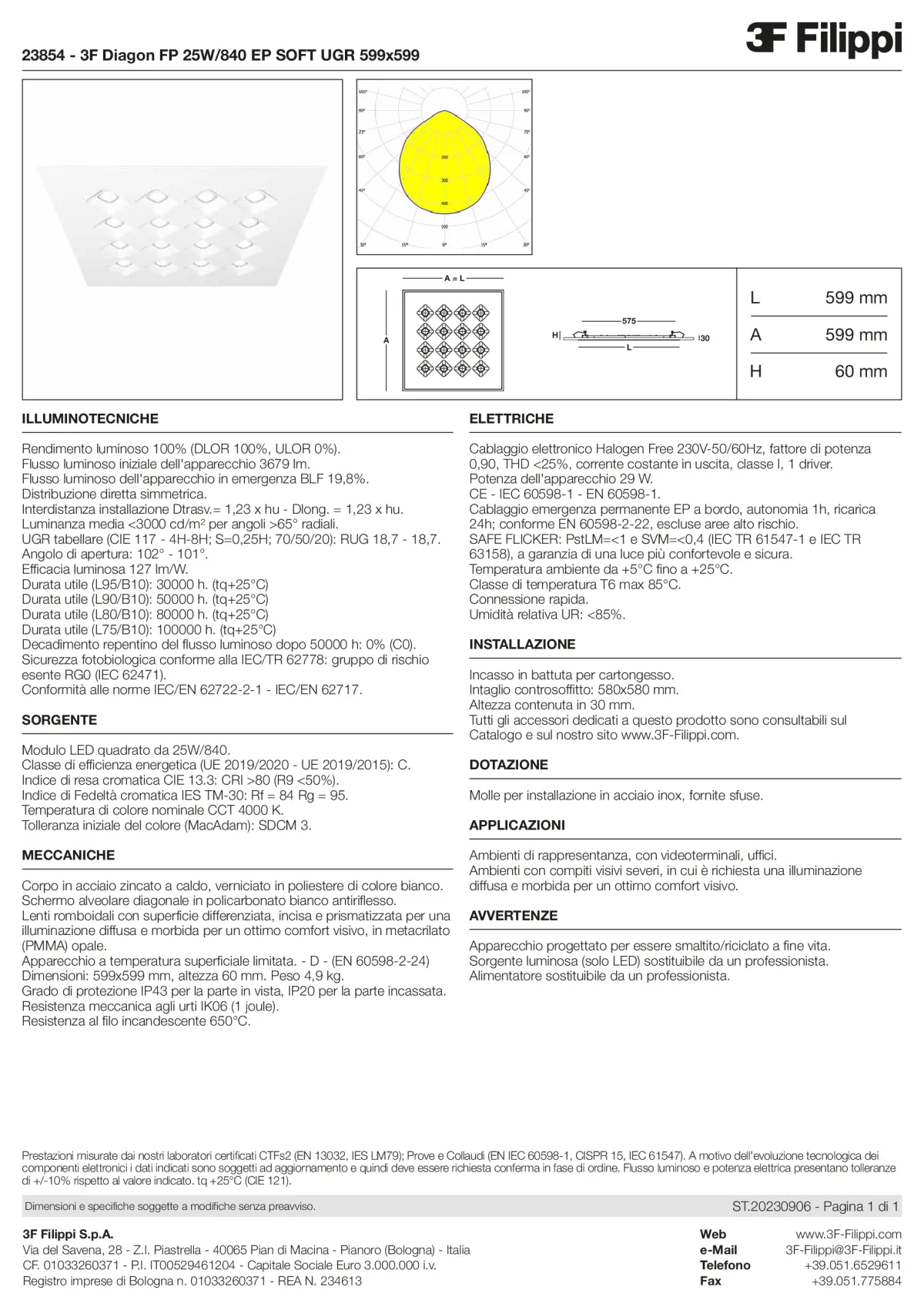 23854 - 3F Diagon FP 25W-840 EP SOFT UGR 599x599 - Datasheet - it