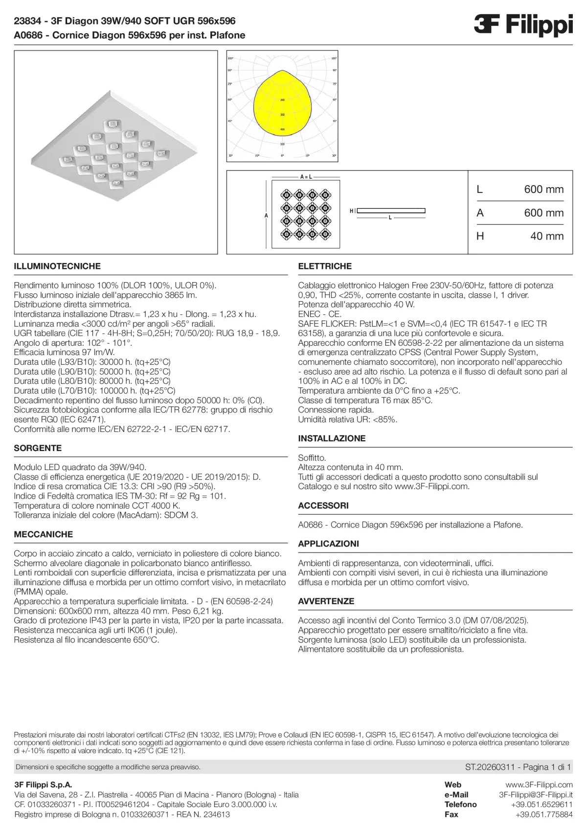 23834+A0686 - 3F Diagon 39W-940 SOFT UGR 596x596 + Corn.plaf. - Datasheet - it