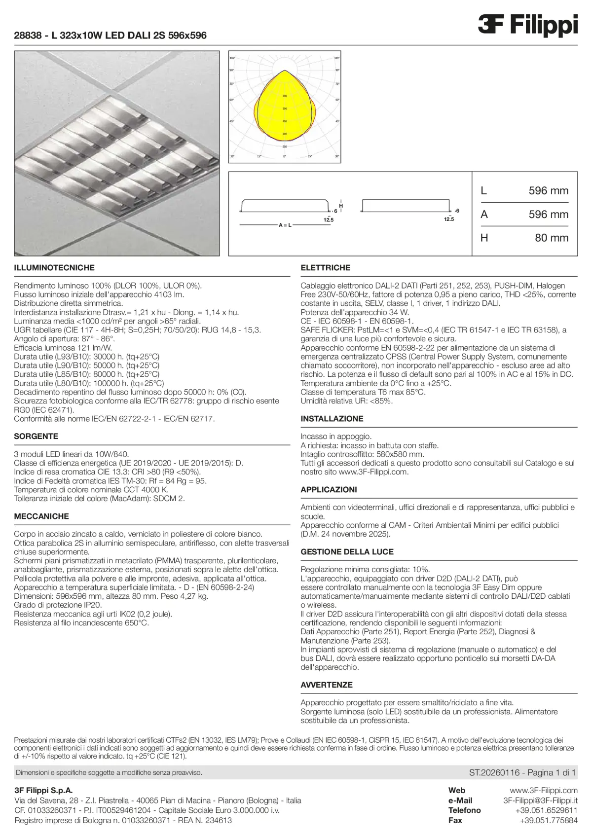 28838 - L 323x10W LED DALI 2S 596x596 - Datasheet - it