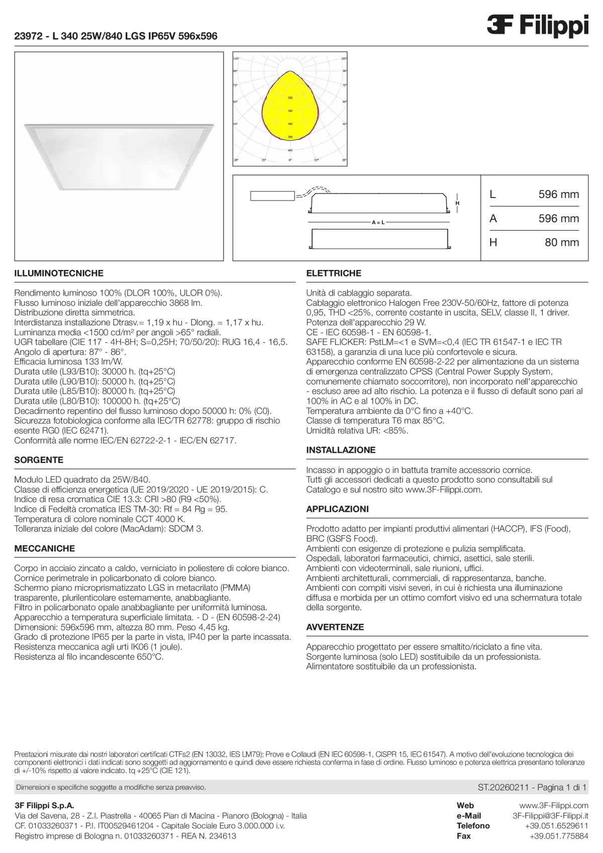 23972 - L 340 25W-840 LGS IP65V 596x596 - Datasheet - it