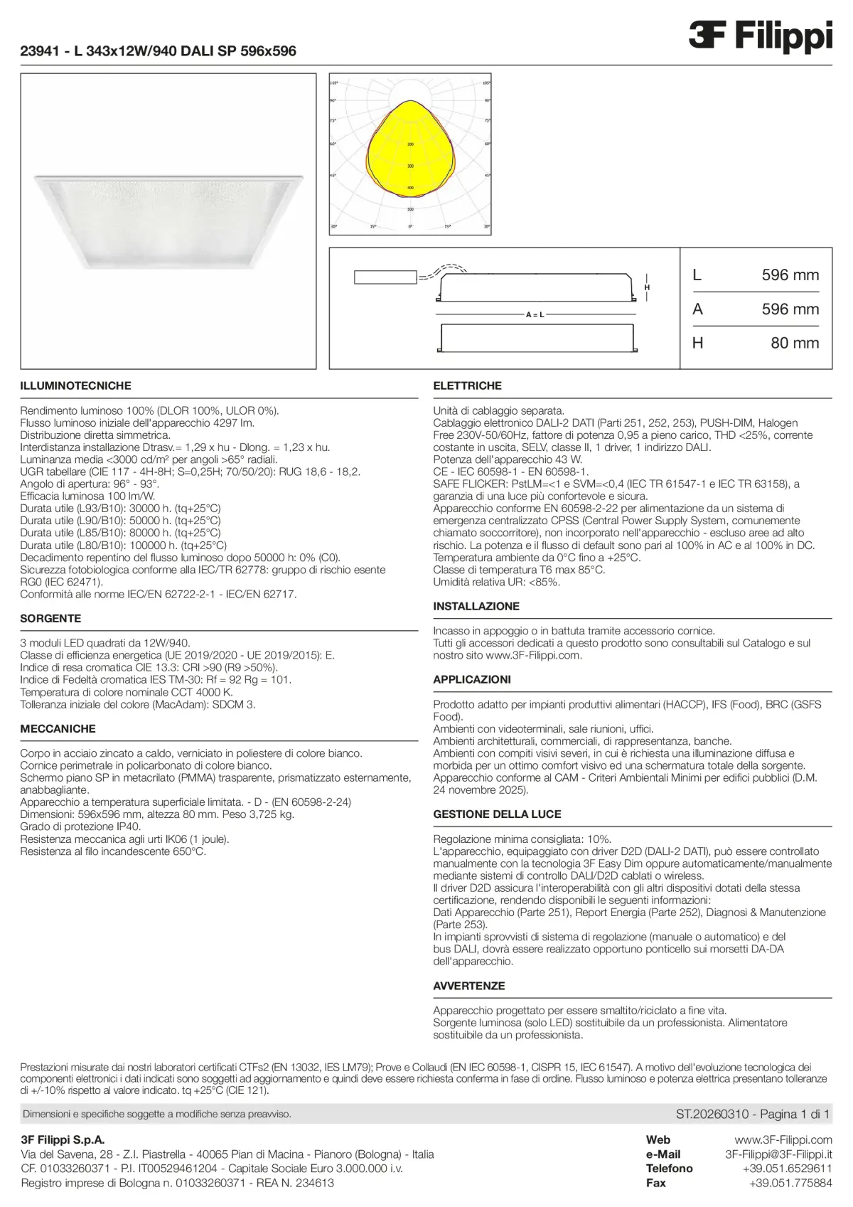 23941 - L 343x12W-940 DALI SP 596x596 - Datasheet - it