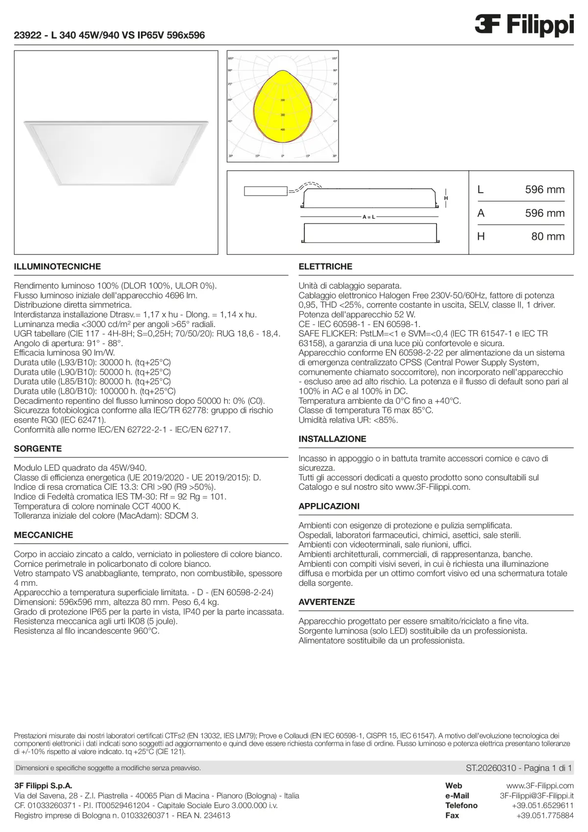 23922 - L 340 45W-940 VS IP65V 596x596 - Datasheet - it