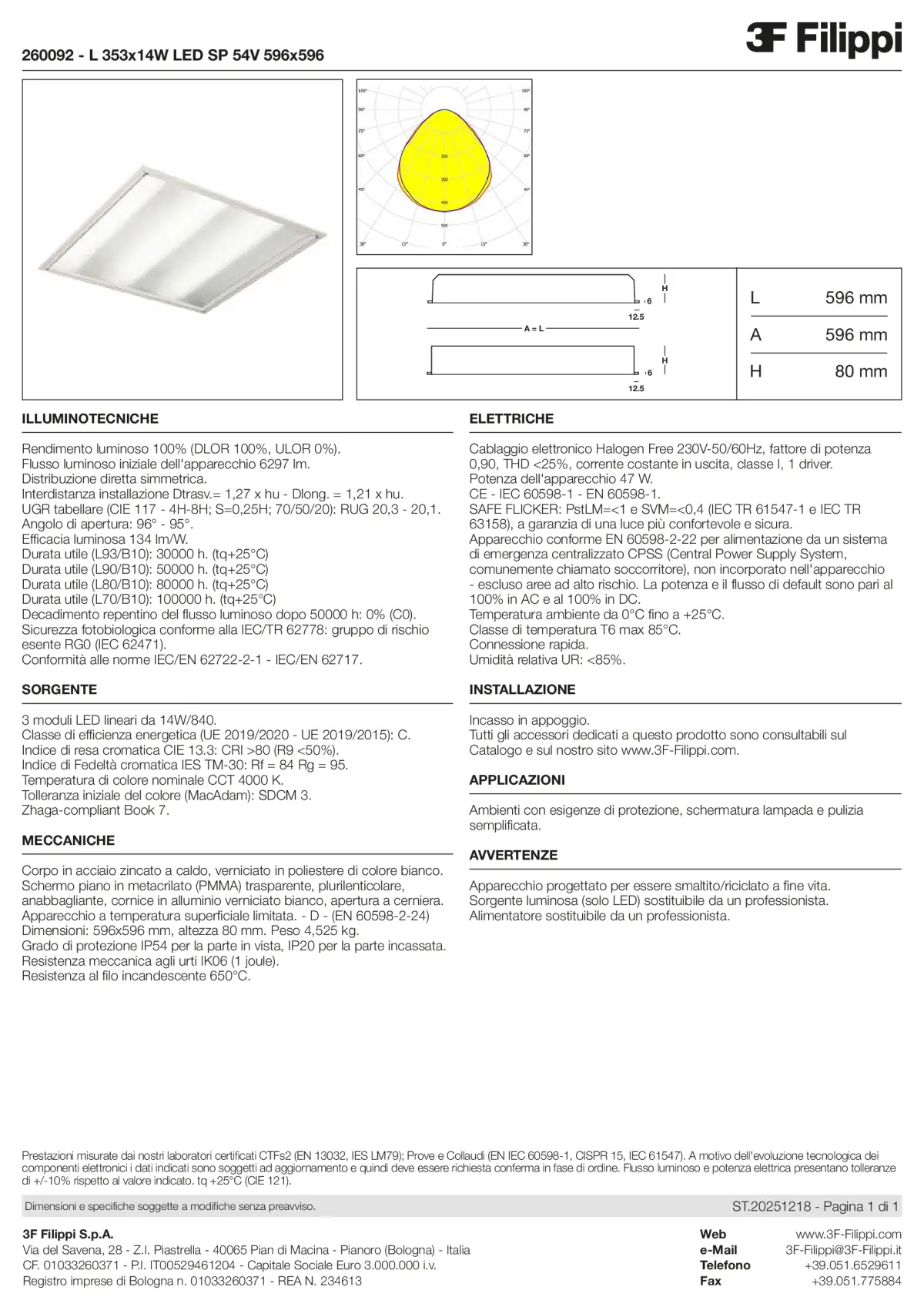 260092 - L 353x14W LED SP 54V 596x596 - Datasheet - it