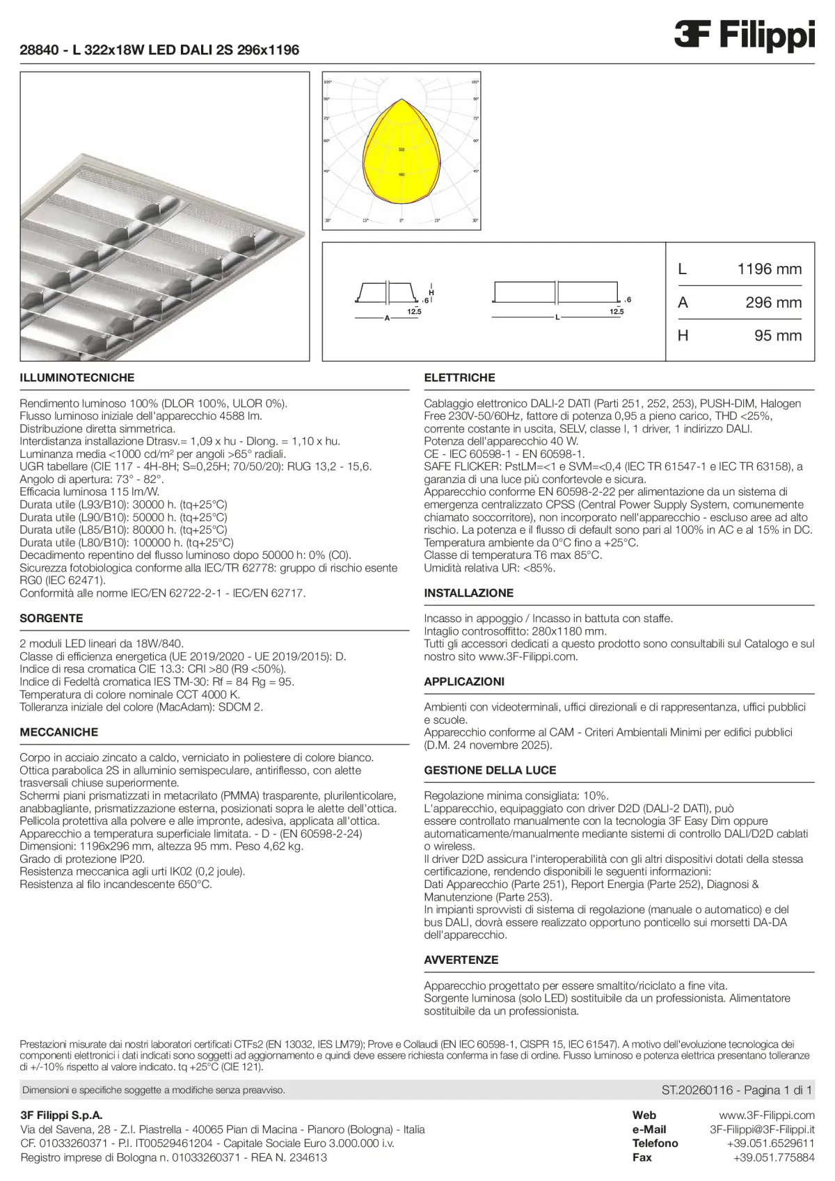28840 - L 322x18W LED DALI 2S 296x1196 - Datasheet - it