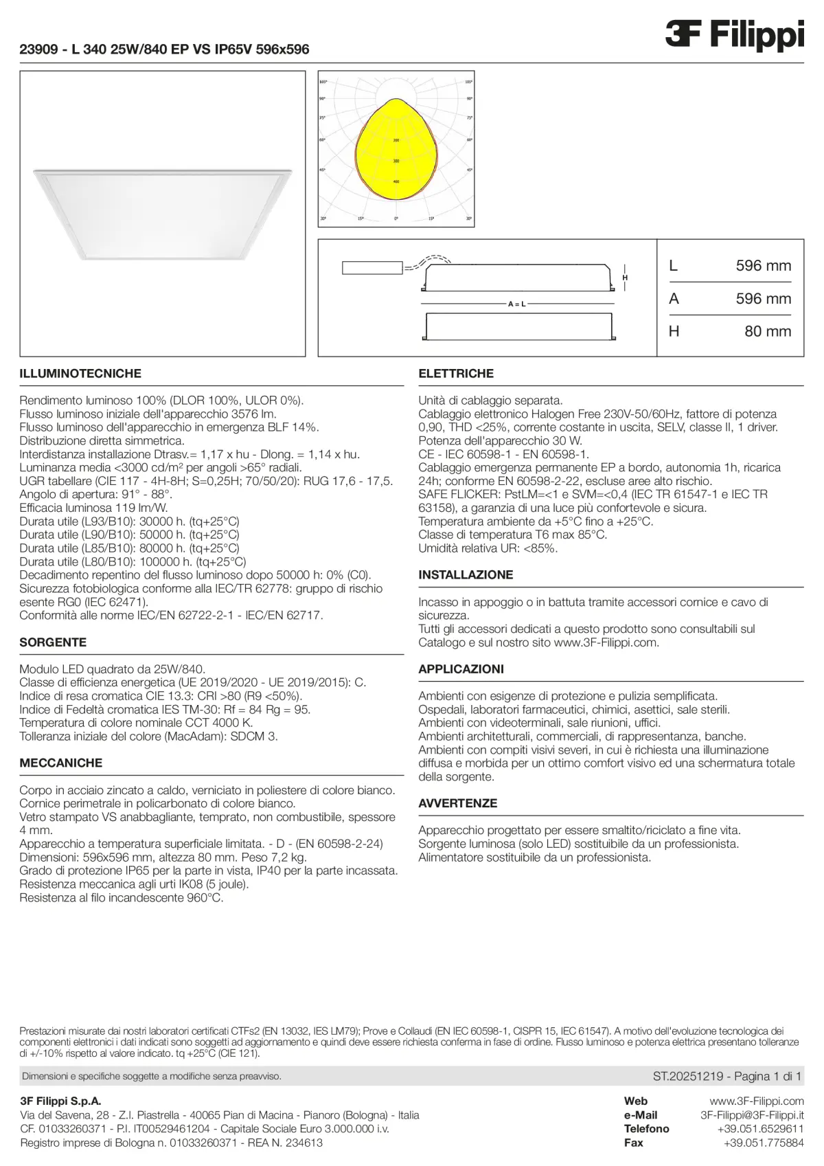 23909 - L 340 25W-840 EP VS IP65V 596x596 - Datasheet - it