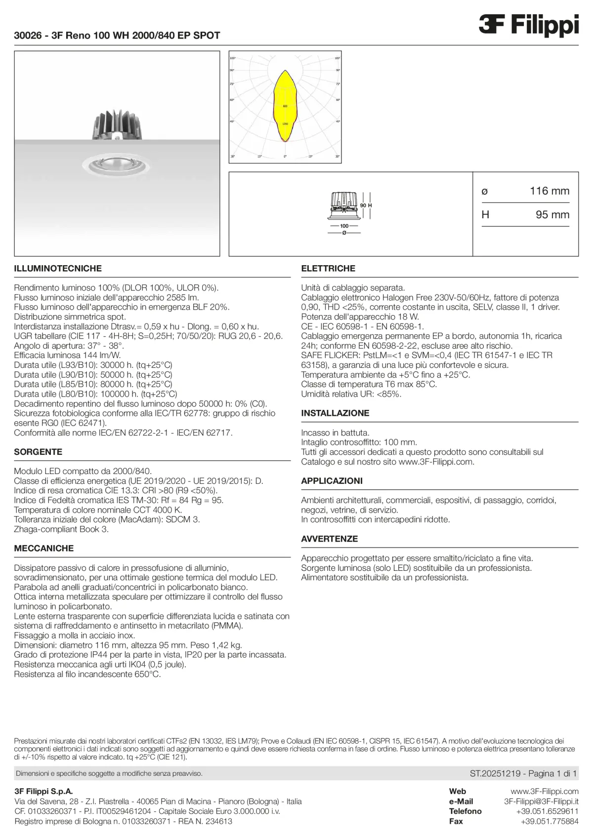 30026 - 3F Reno 100 WH 2000-840 EP SPOT - Datasheet - it