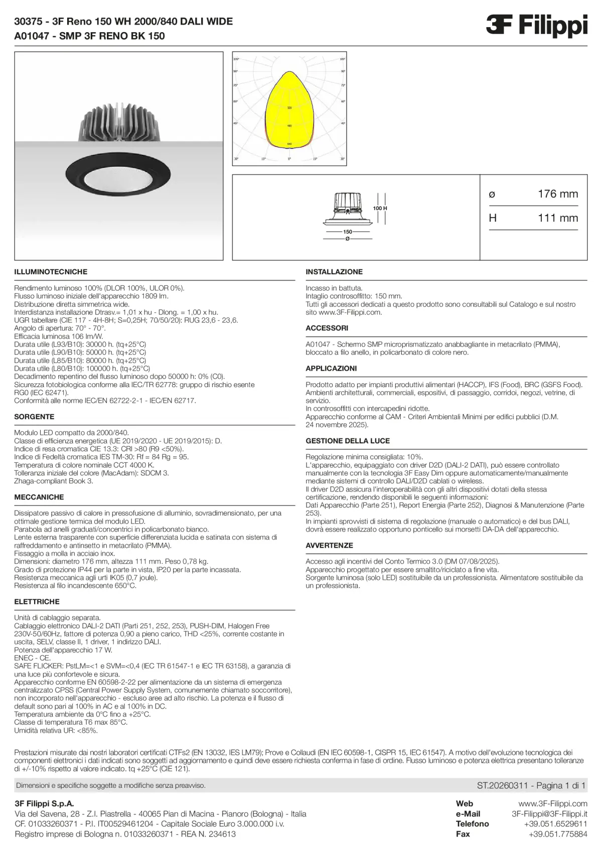 30375+A01047 - 3F Reno 150 WH 2000-840 DALI WIDE + SMP BK - Datasheet - it