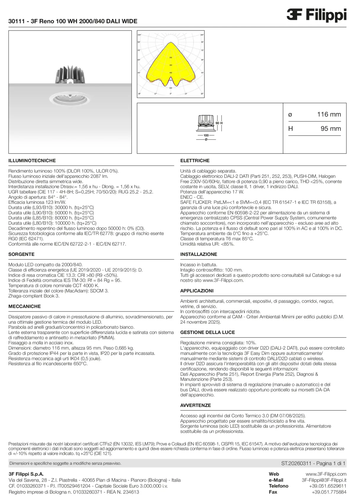 30111 - 3F Reno 100 WH 2000-840 DALI WIDE - Datasheet - it