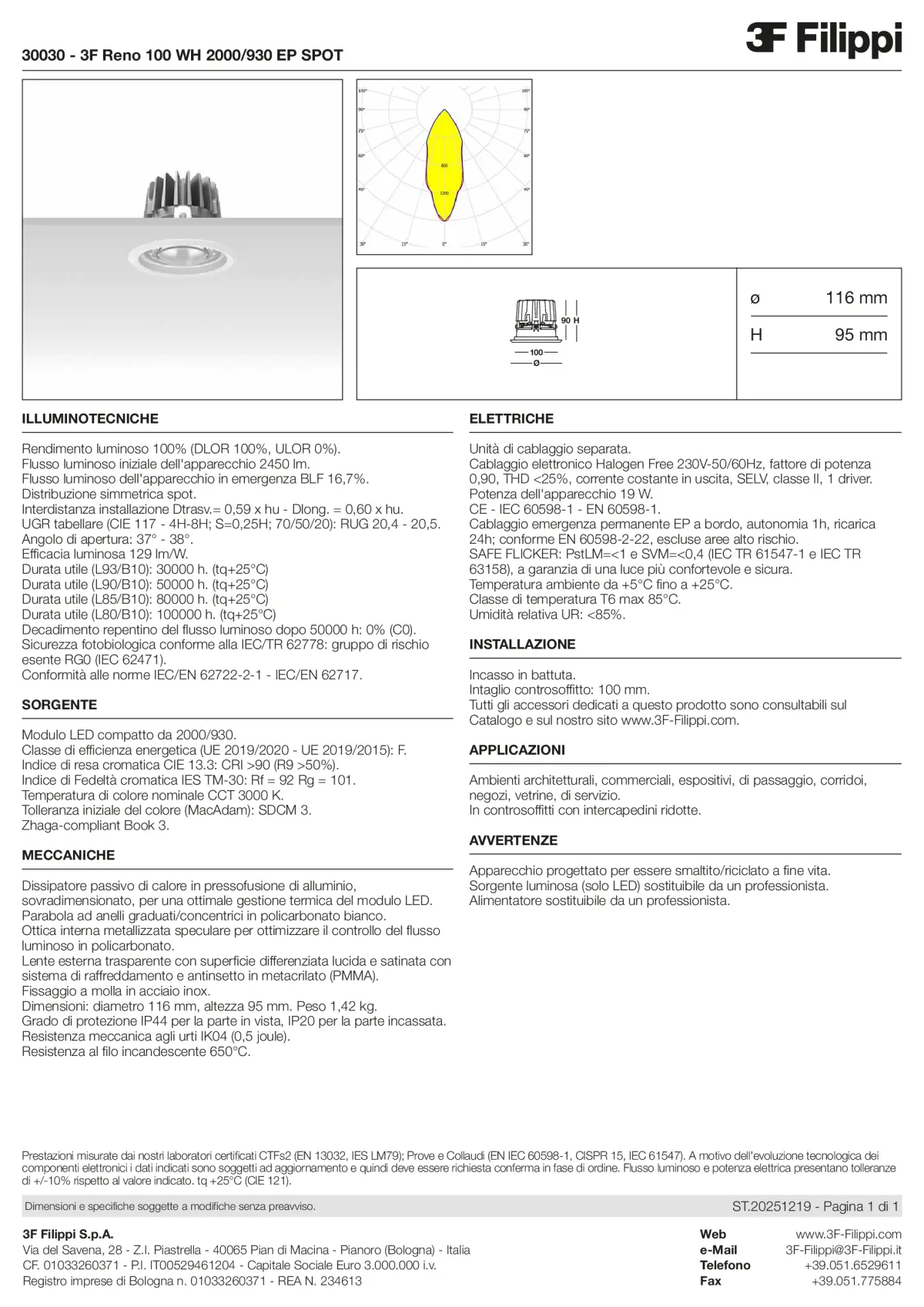 30030 - 3F Reno 100 WH 2000-930 EP SPOT - Datasheet - it
