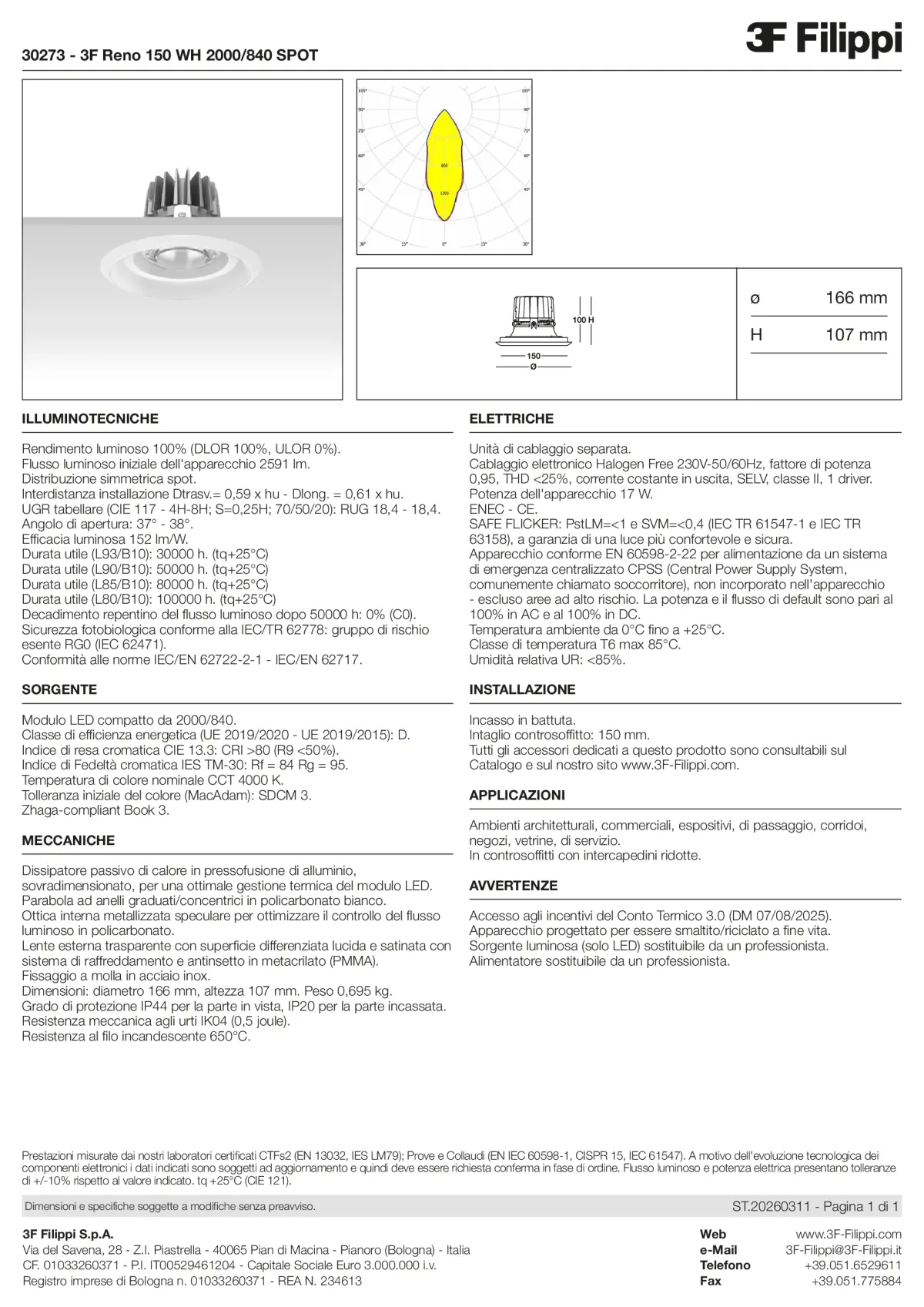 30273 - 3F Reno 150 WH 2000-840 SPOT - Datasheet - it