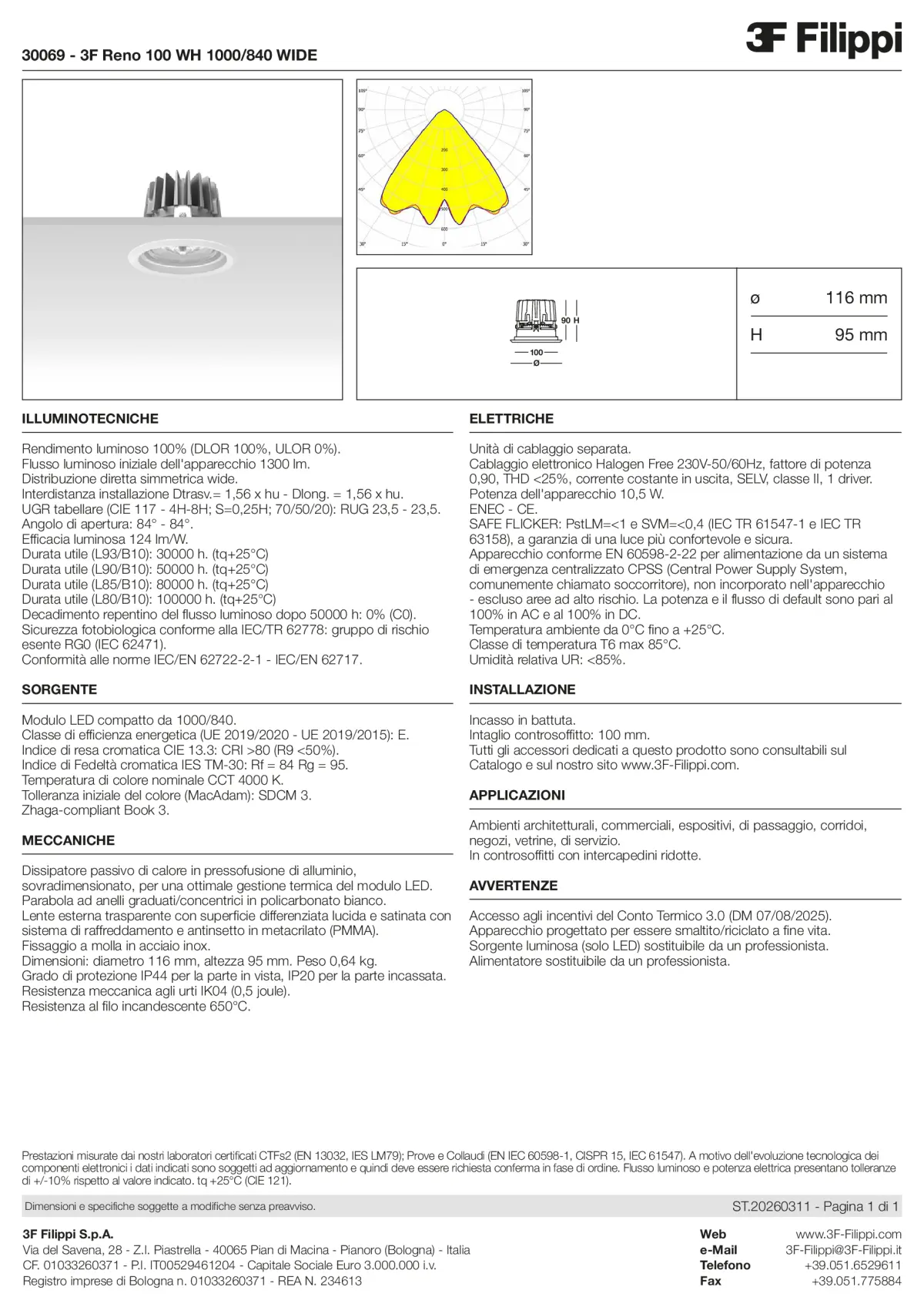 30069 - 3F Reno 100 WH 1000-840 WIDE - Datasheet - it