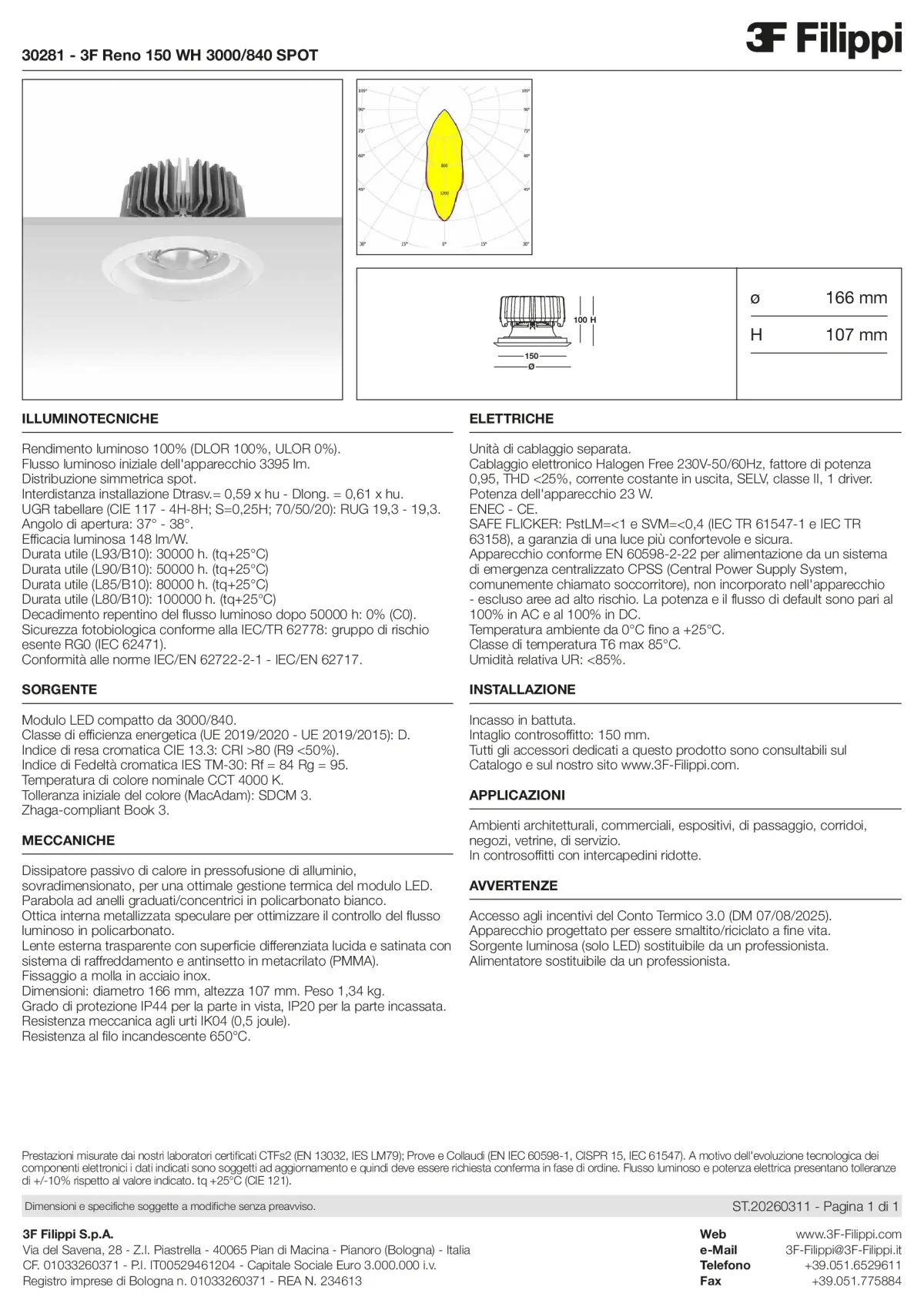 30281 - 3F Reno 150 WH 3000-840 SPOT - Datasheet - it