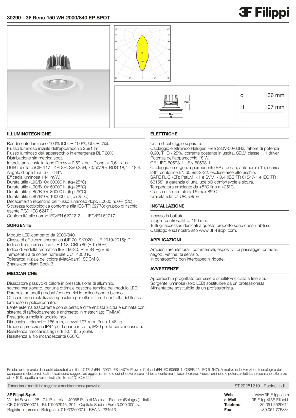 30290 - 3F Reno 150 WH 2000-840 EP SPOT - Datasheet - it