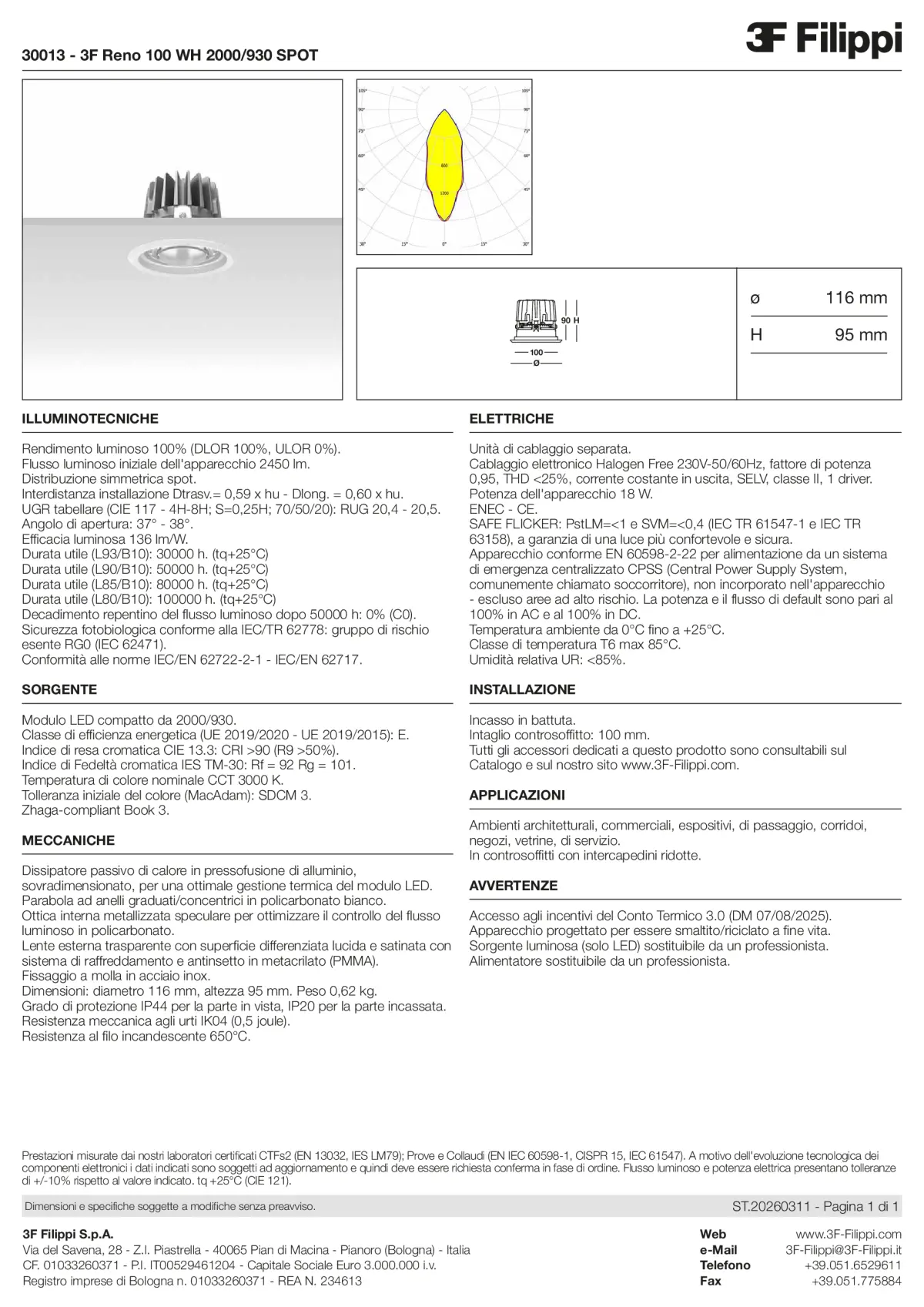30013 - 3F Reno 100 WH 2000-930 SPOT - Datasheet - it