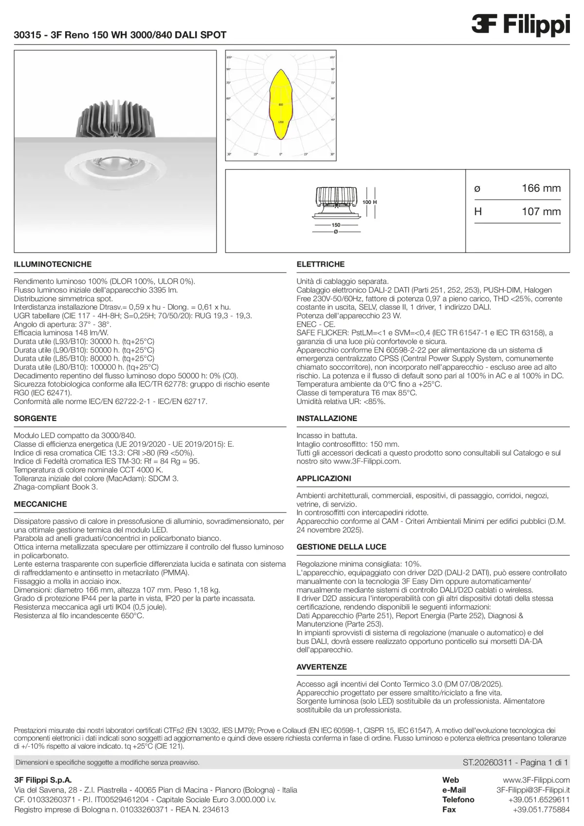 30315 - 3F Reno 150 WH 3000-840 DALI SPOT - Datasheet - it