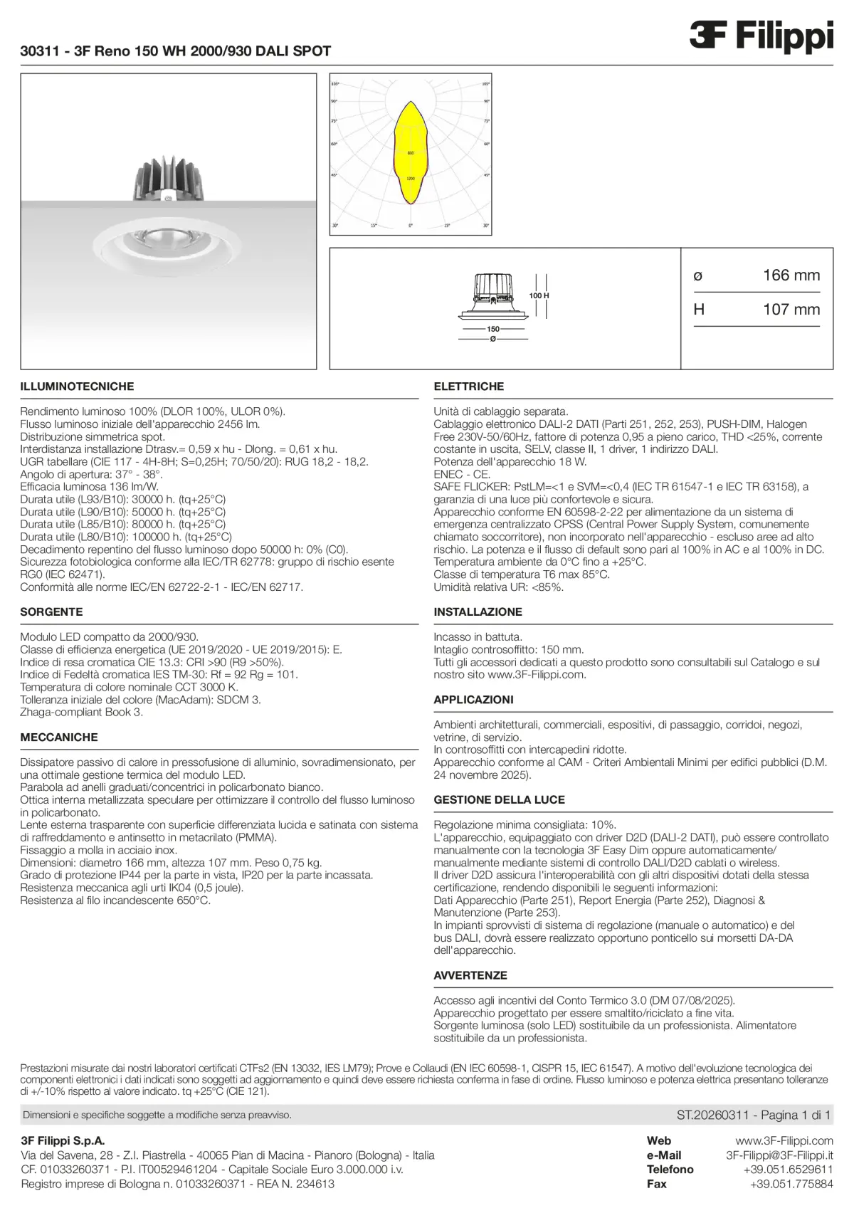 30311 - 3F Reno 150 WH 2000-930 DALI SPOT - Datasheet - it