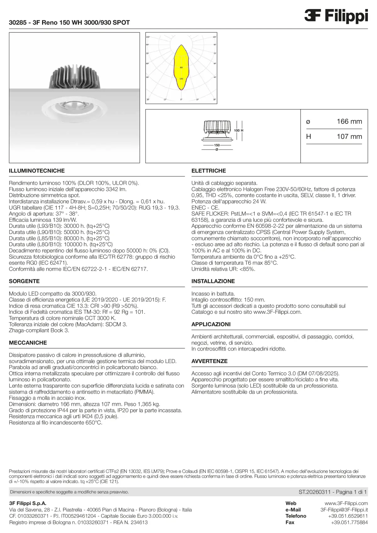 30285 - 3F Reno 150 WH 3000-930 SPOT - Datasheet - it
